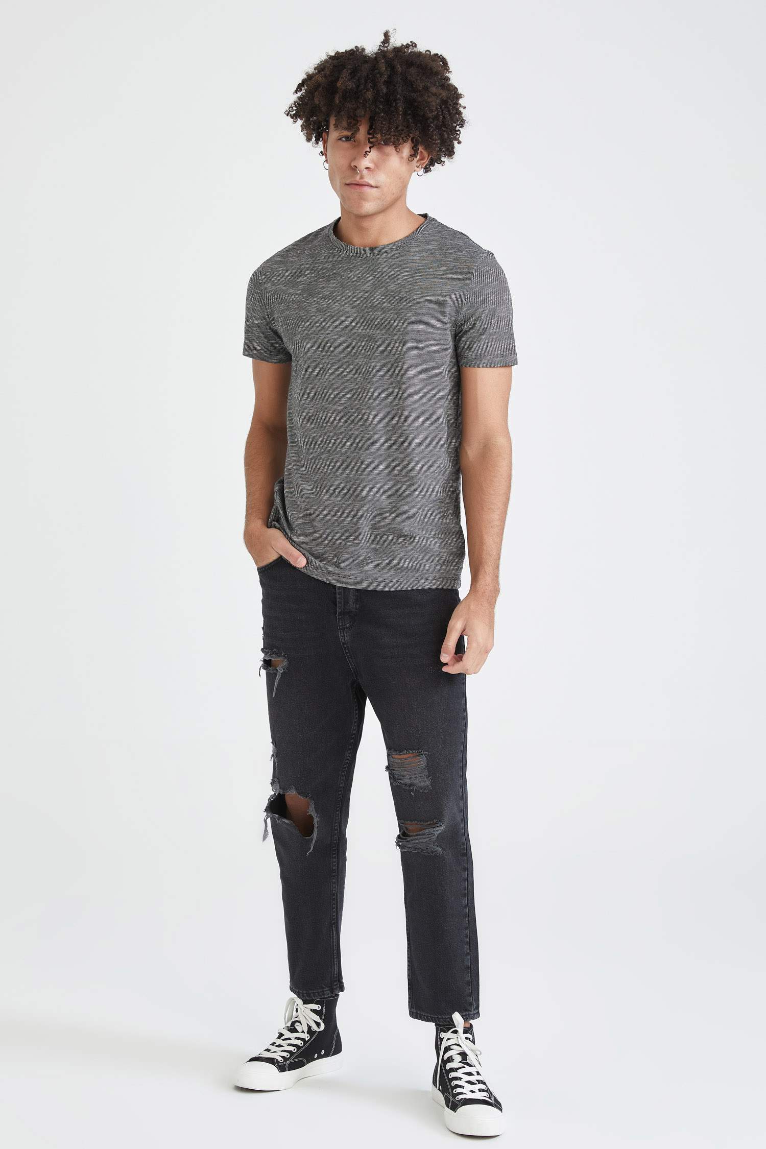 Slim Fit Bisiklet Yaka Kısa Kollu 2'li Tişört