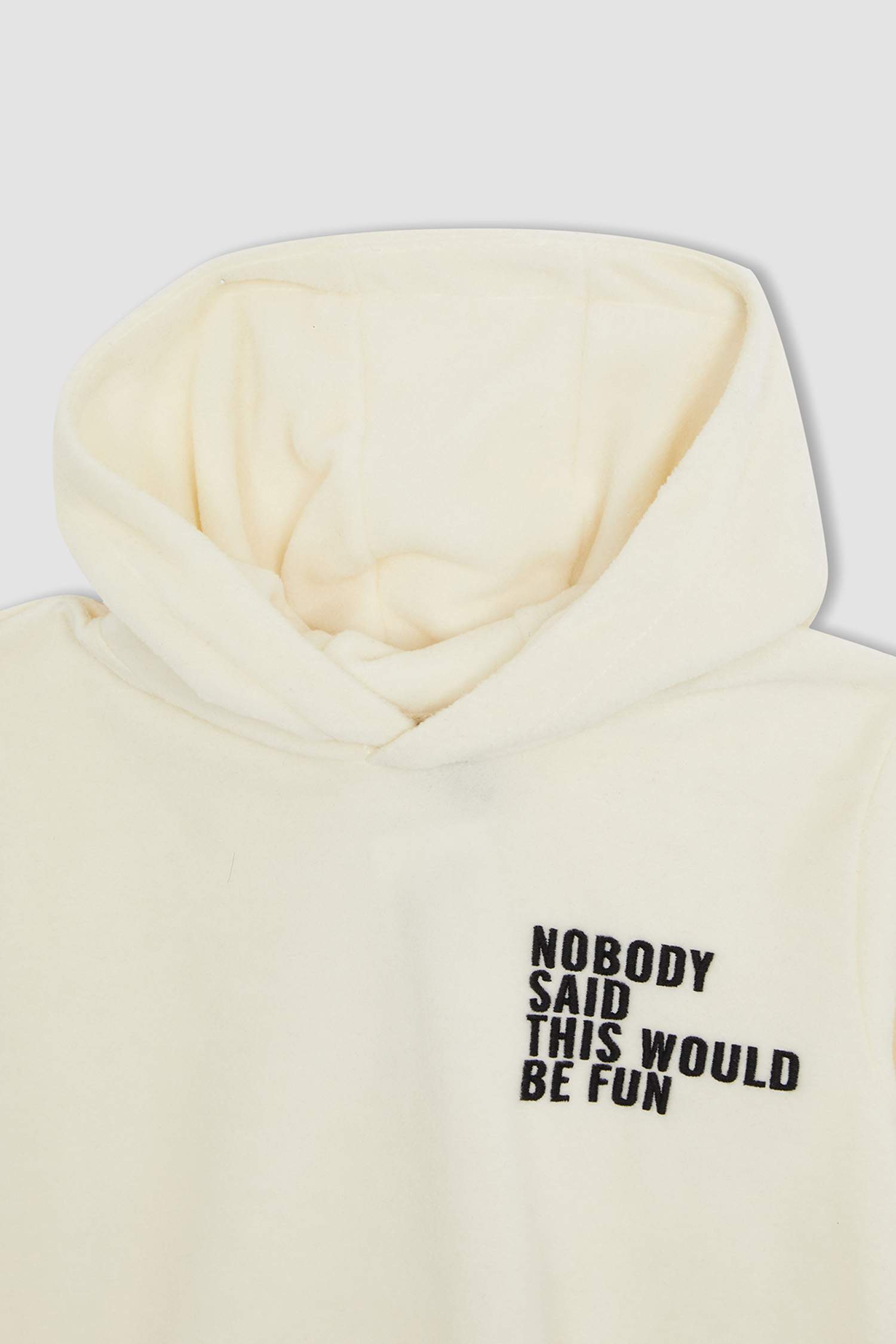 Erkek Çocuk Regular Fit Slogan Desenli Kapüşonlu Kanguru Cepli Polar Isı Yalıtımlı Warmtech Sweatshirt