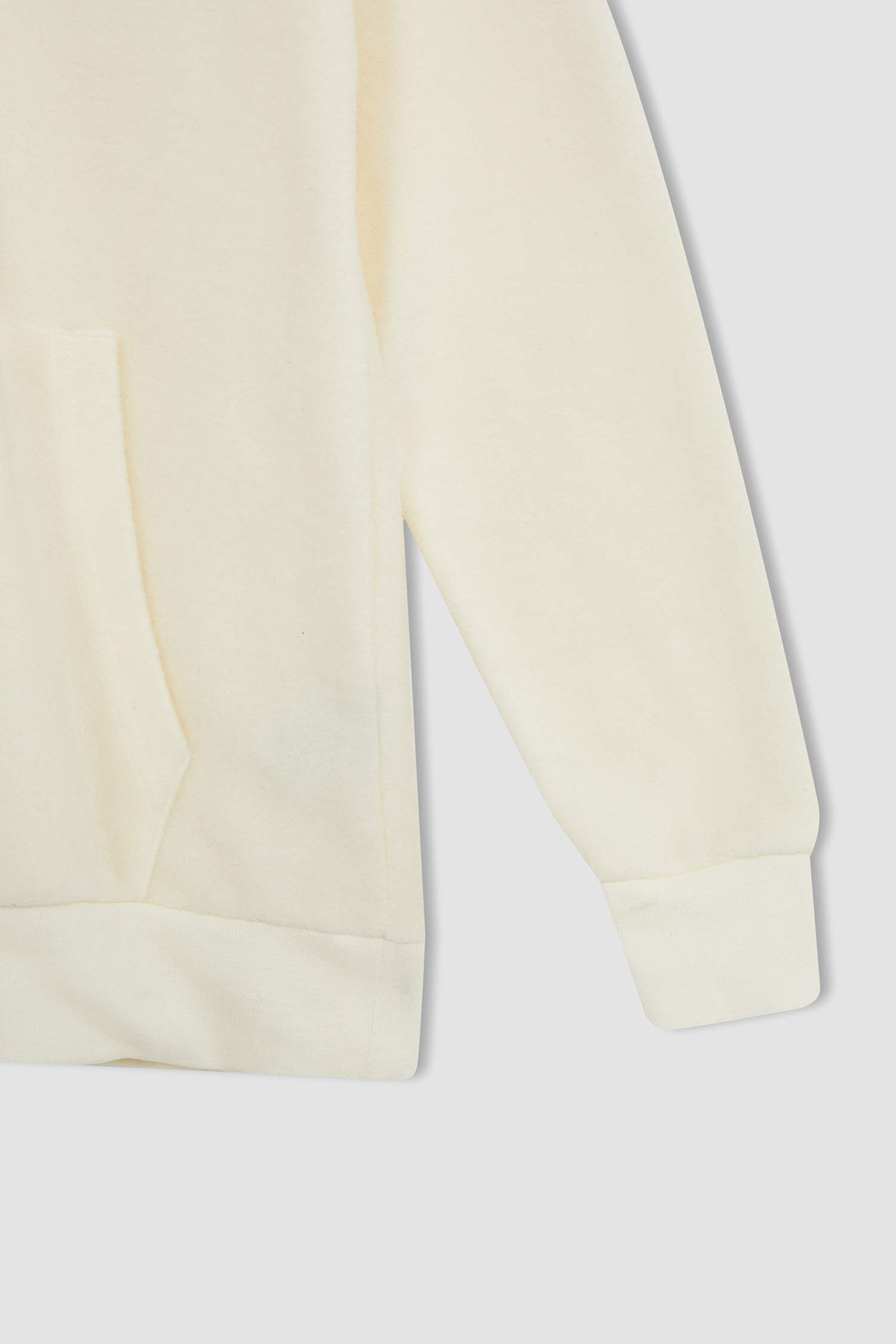Erkek Çocuk Regular Fit Slogan Desenli Kapüşonlu Kanguru Cepli Polar Isı Yalıtımlı Warmtech Sweatshirt