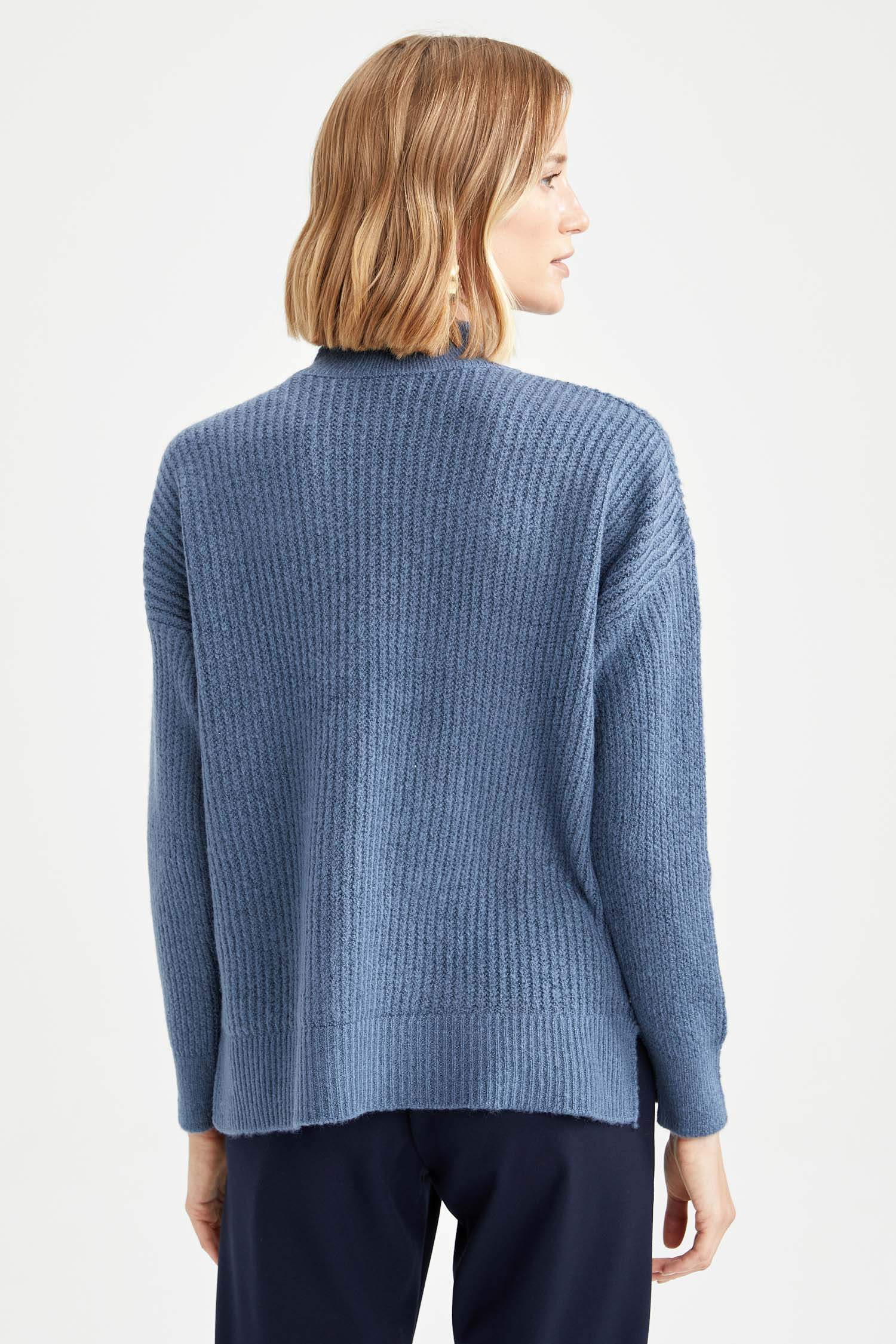 Balıkçı Yaka Selanik Örgülü Oversize Fit Ekstra Yumuşak Uzun Triko Kazak
