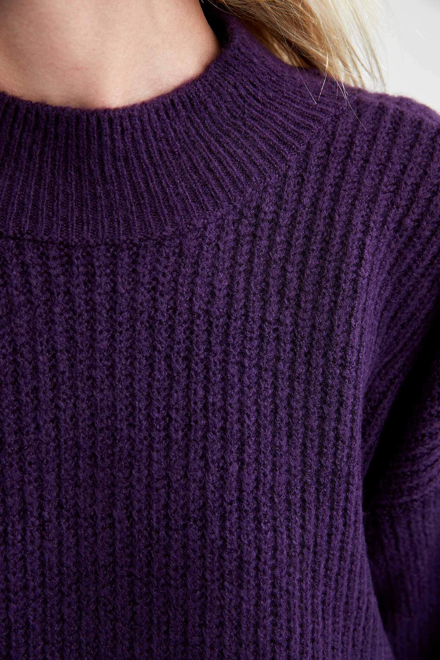 Balıkçı Yaka Selanik Örgülü Oversize Fit Ekstra Yumuşak Uzun Triko Kazak