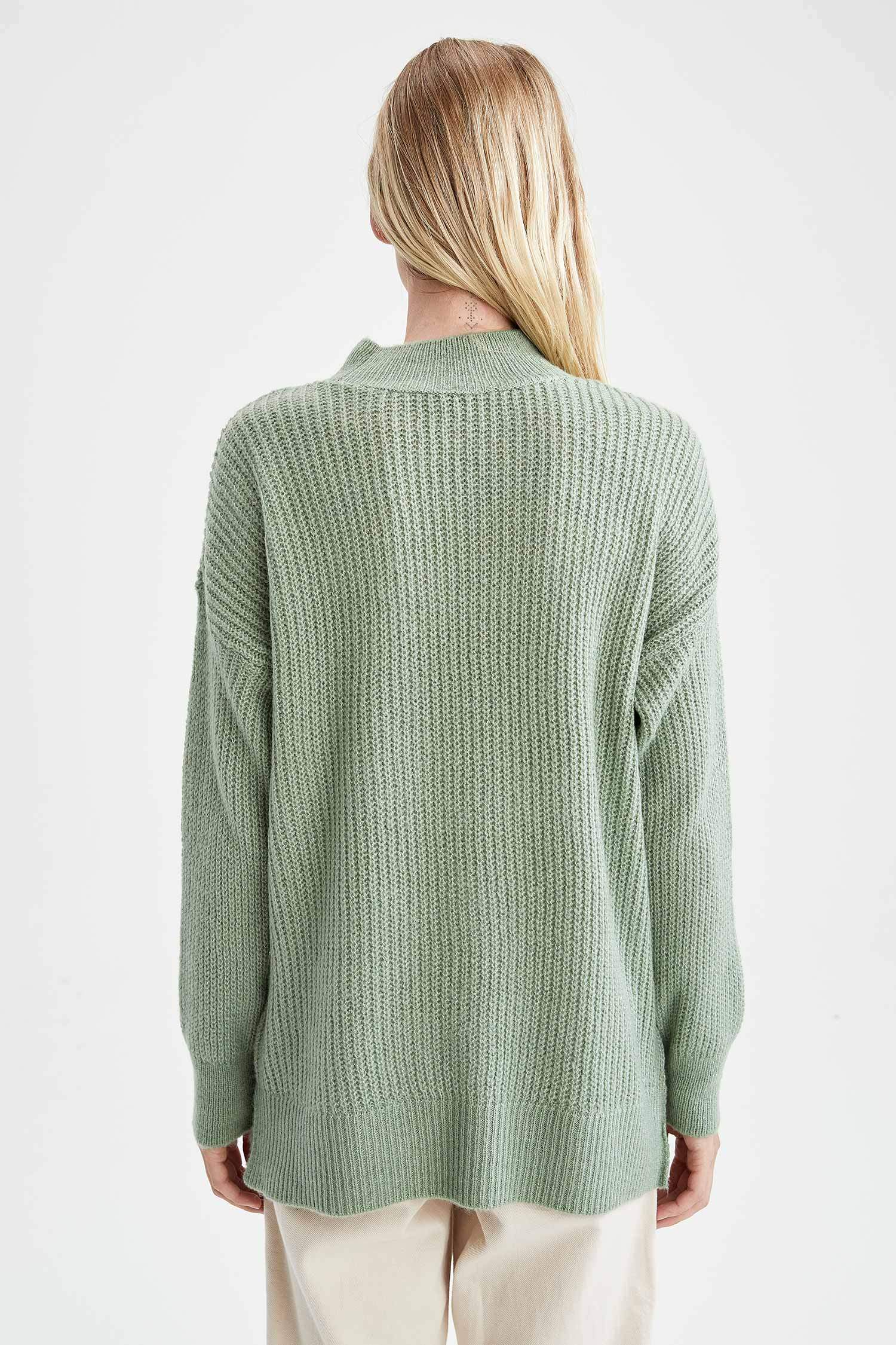Balıkçı Yaka Selanik Örgülü Oversize Fit Ekstra Yumuşak Uzun Triko Kazak