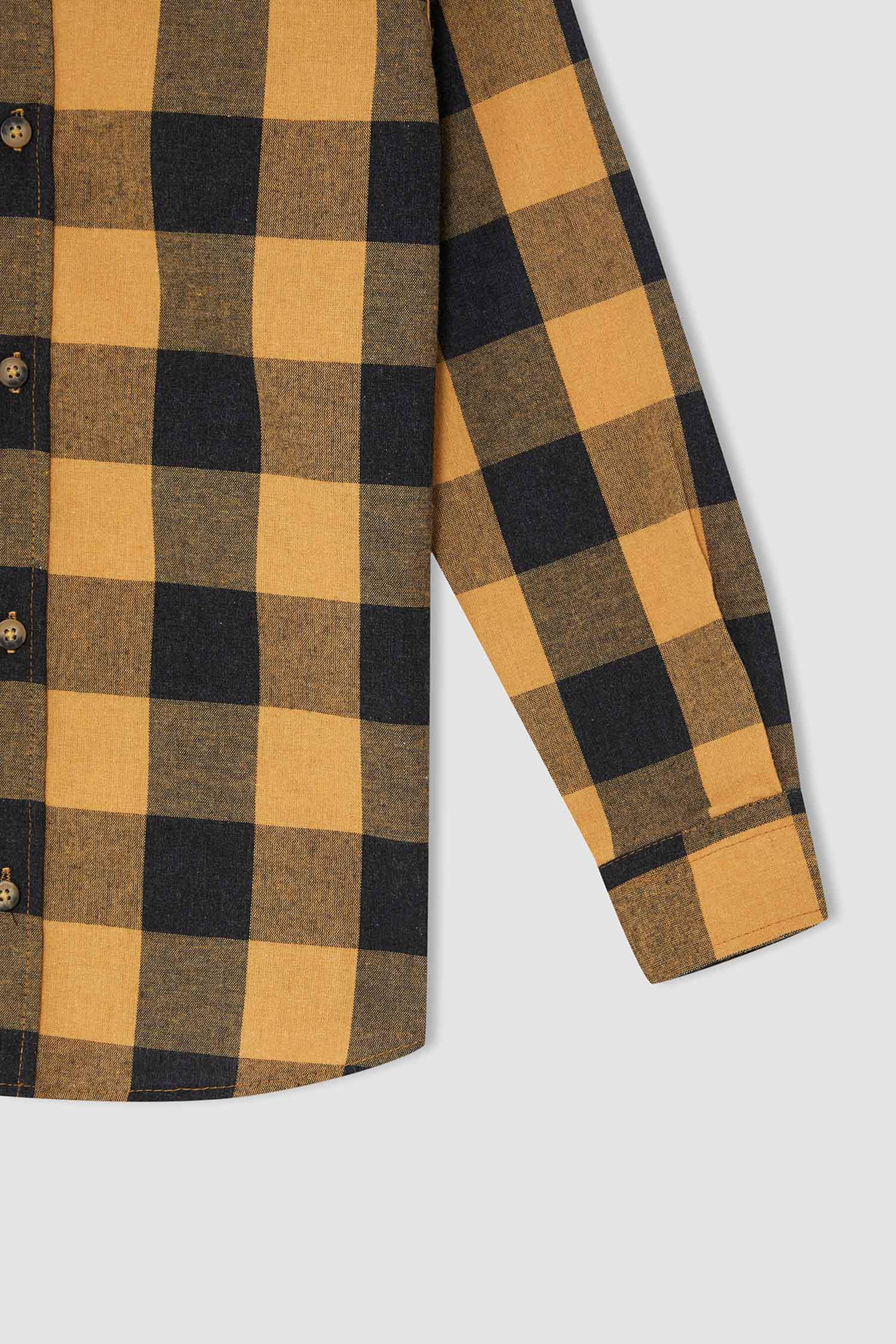 Erkek Çocuk Regular Fit Polo Yaka Uzun Kollu Flanel Oduncu Gömlek