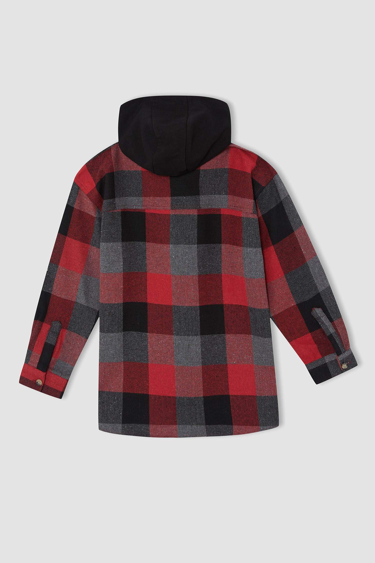 Erkek Çocuk Regular Fit Kareli Çıkarılabilir Kapüşonlu Oduncu Gömlek