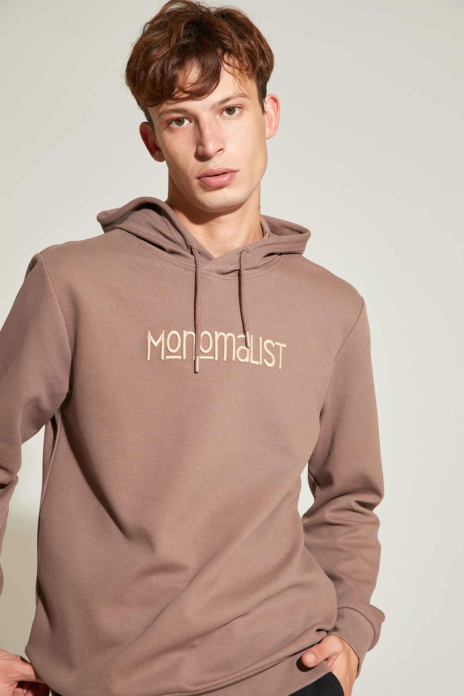 Slim Fit Kapüşonlu Baskılı Pamuklu Sweatshirt