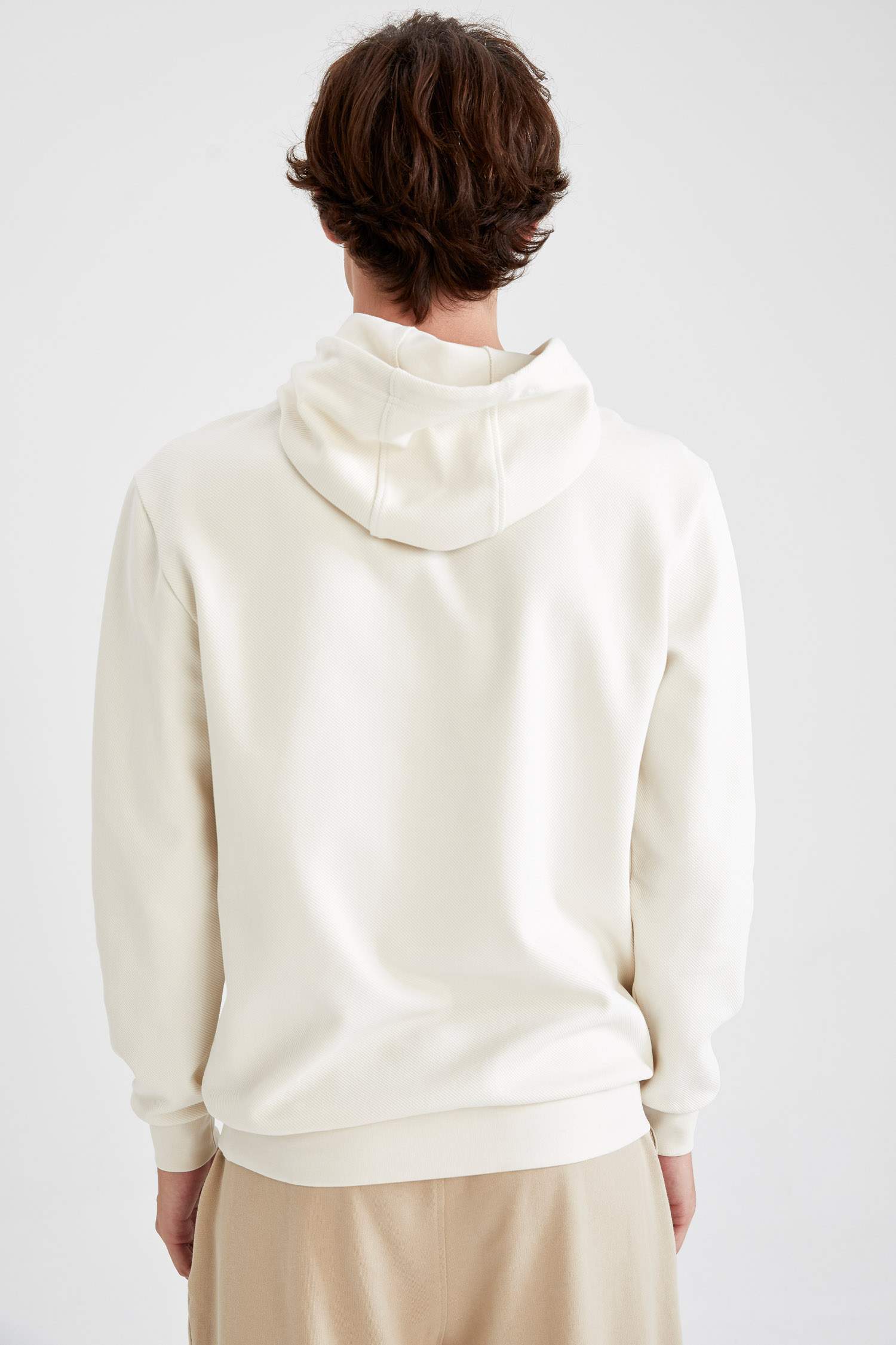 Slim Fit Kapüşonlu Baskılı Pamuklu Sweatshirt