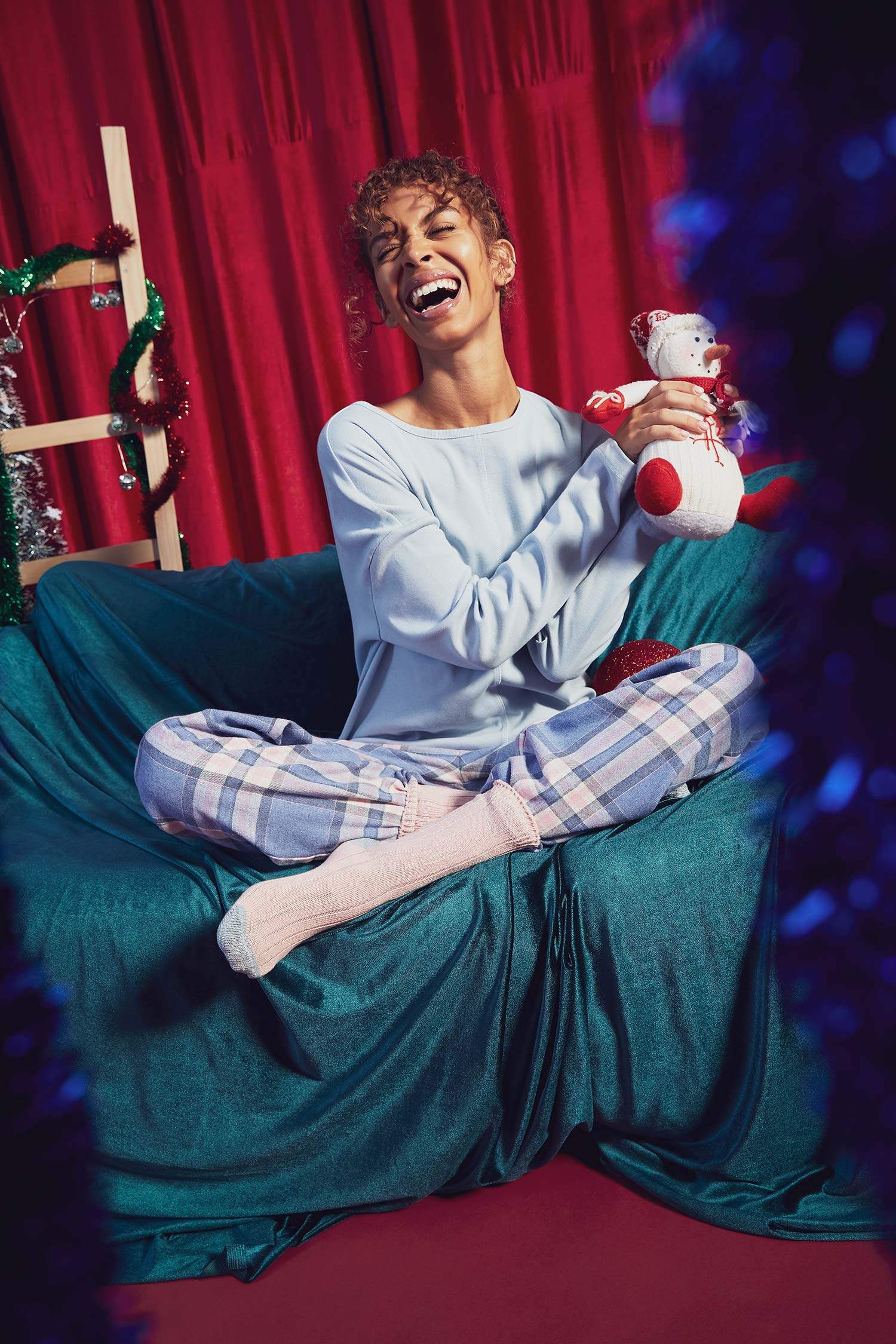 Relax Fit Kareli Uzun Kollu Pijama Takım