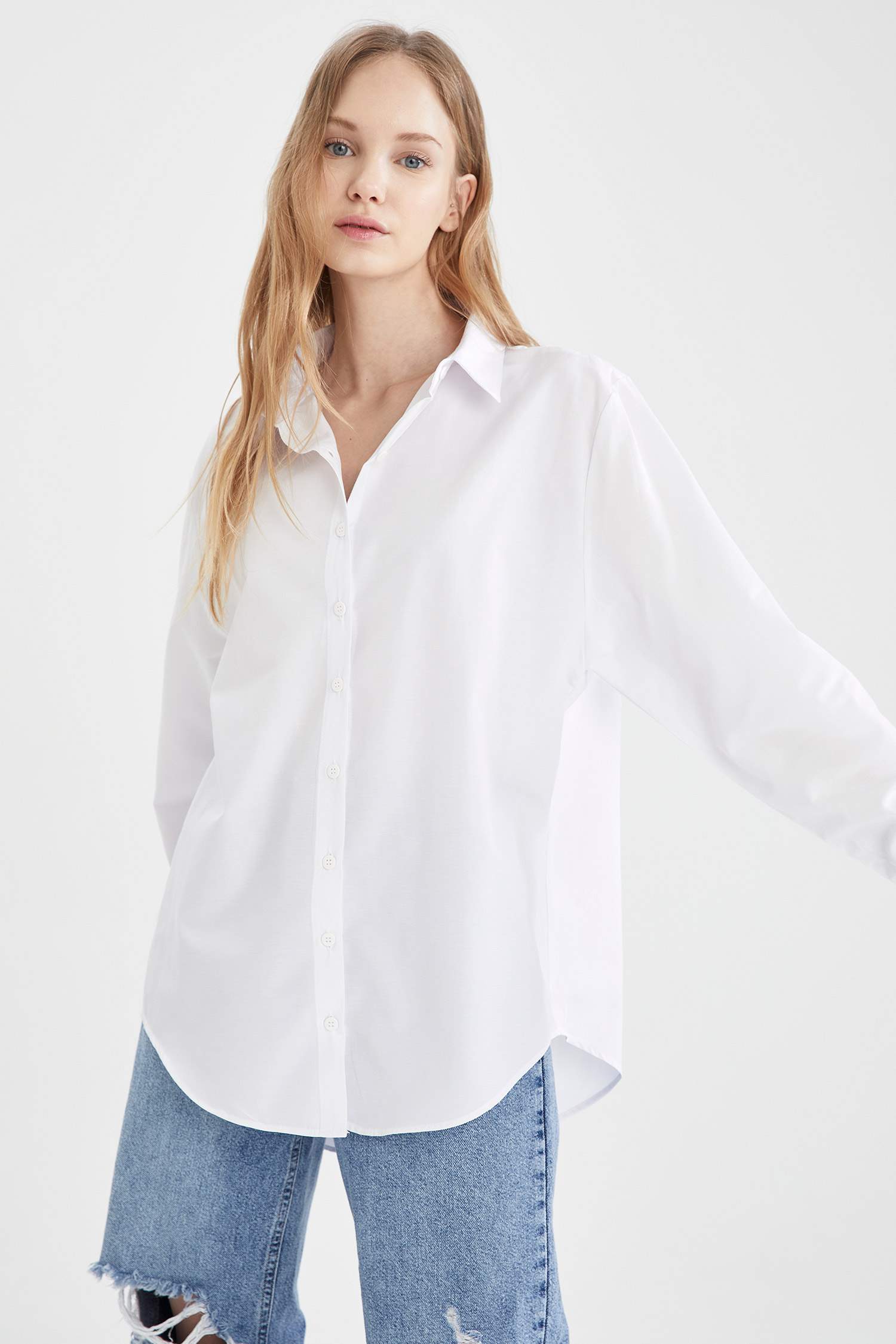 Basic Oversize Fit Poplin Gömlek Tunik