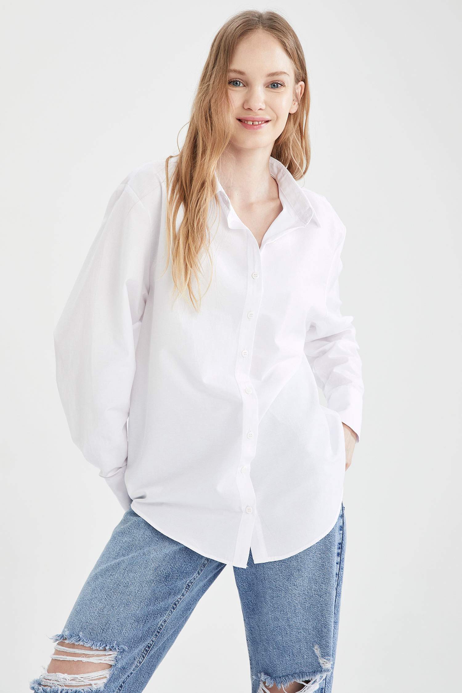 Basic Oversize Fit Poplin Gömlek Tunik