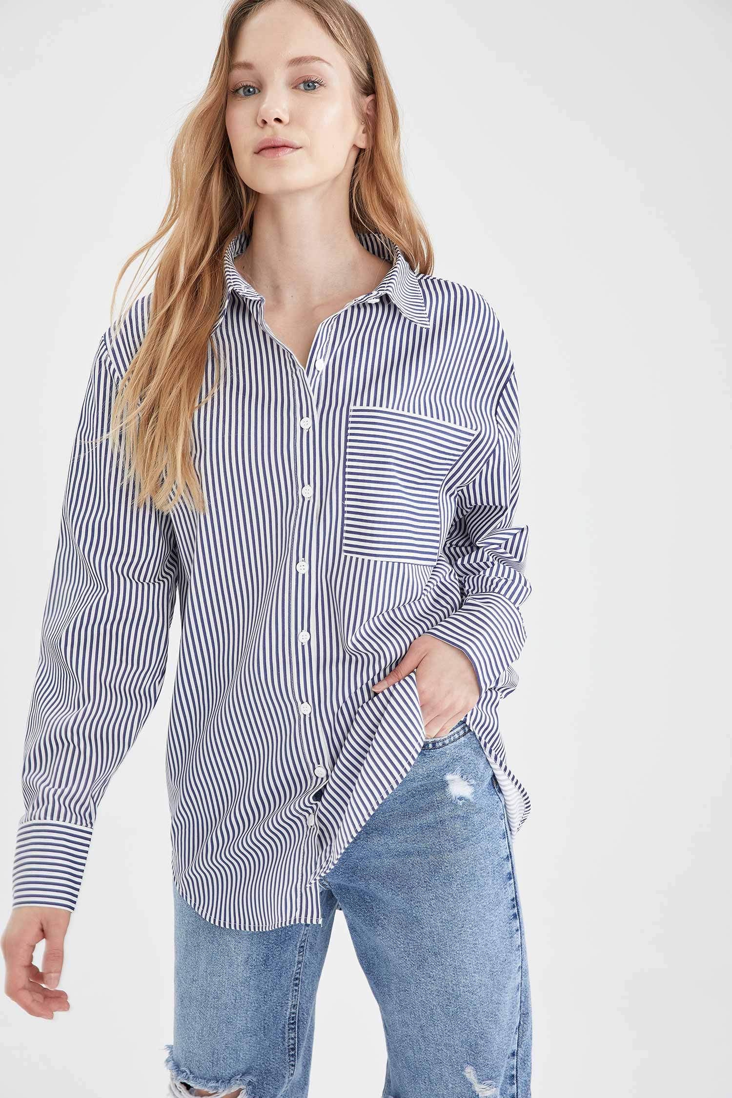Çizgili Relax Fit Gömlek Tunik