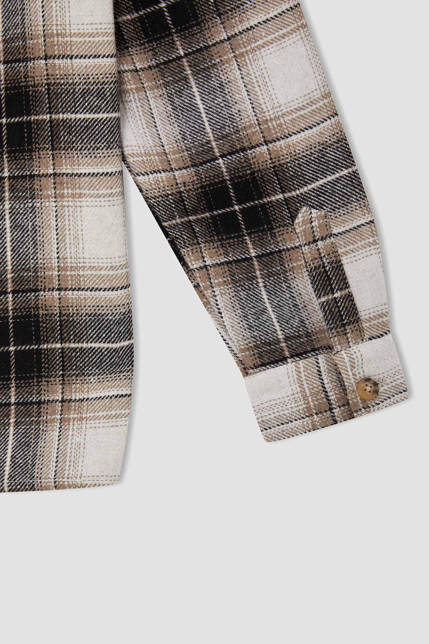 Erkek Çocuk Regular Fit Kapüşonlu Uzun Kollu Flanel Oduncu Gömlek