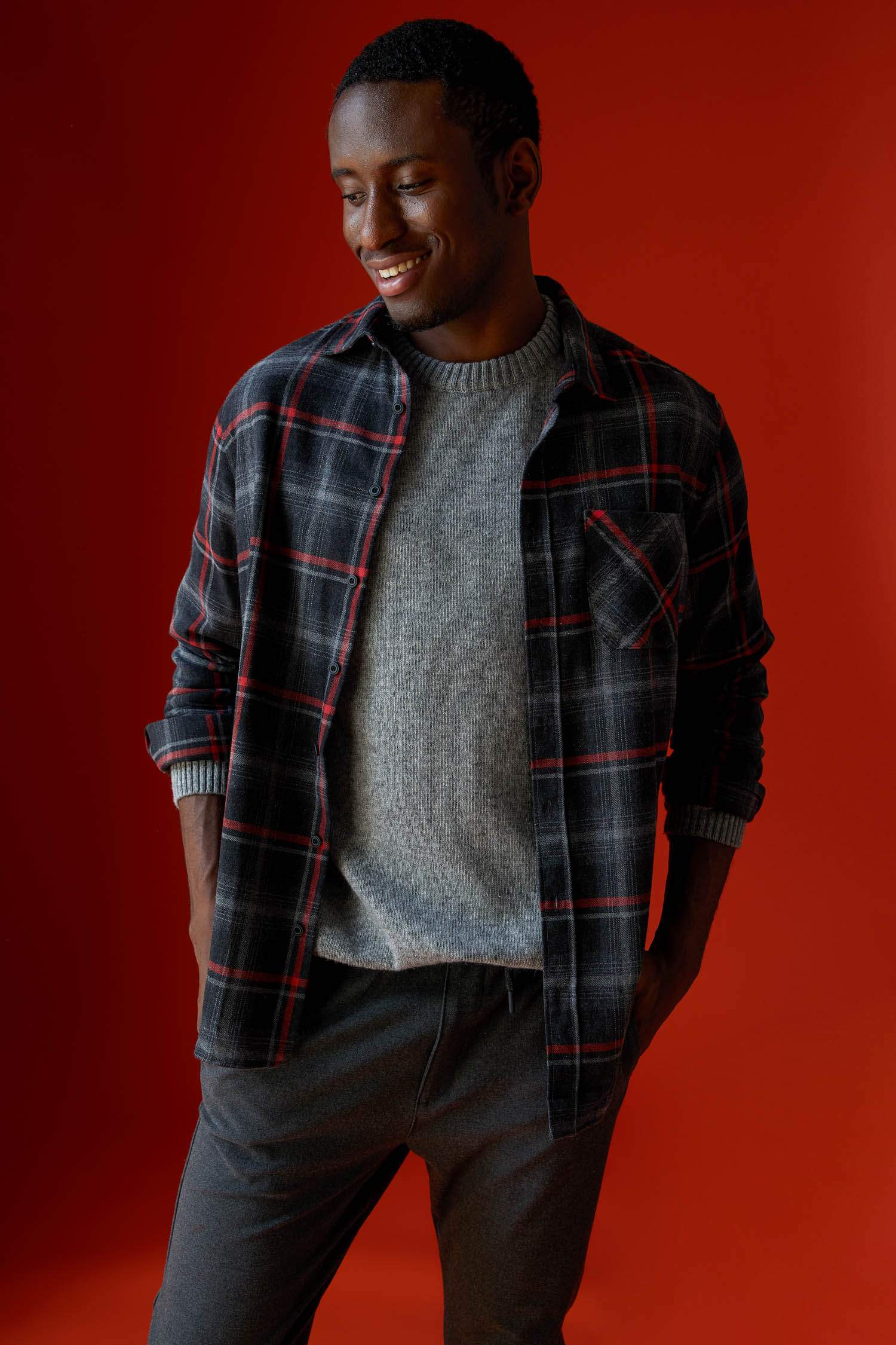 Modern Fit Ekose Desenli Uzun Kollu Gömlek Ceket