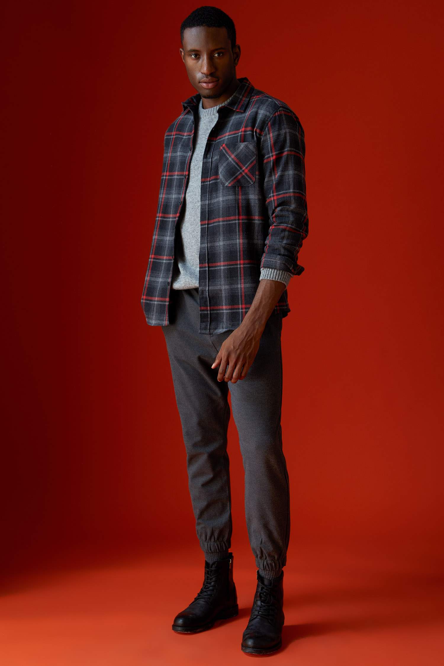 Modern Fit Ekose Desenli Uzun Kollu Gömlek Ceket
