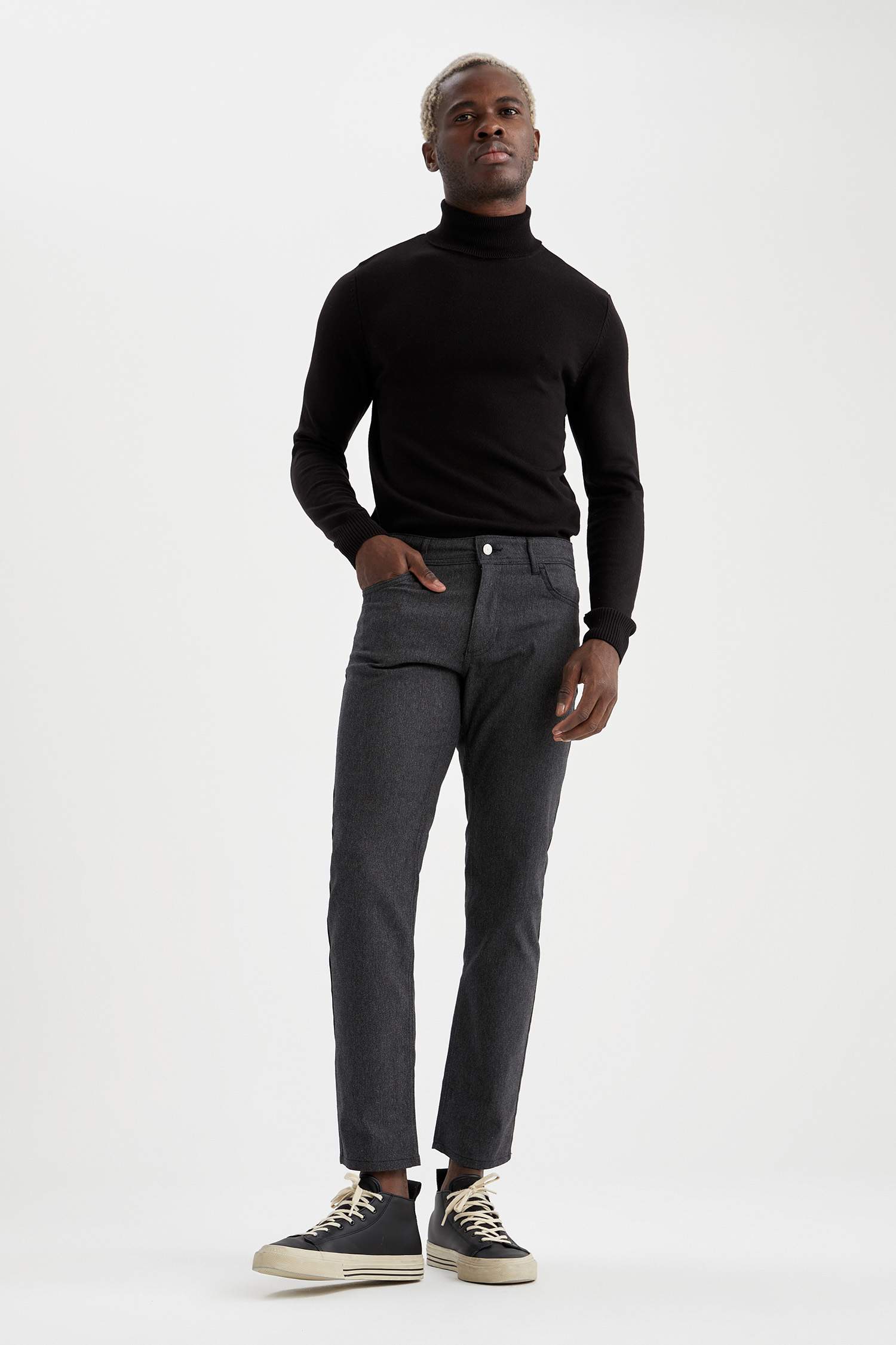 Regular Fit Esnek Yün Görünümlü Pantolon