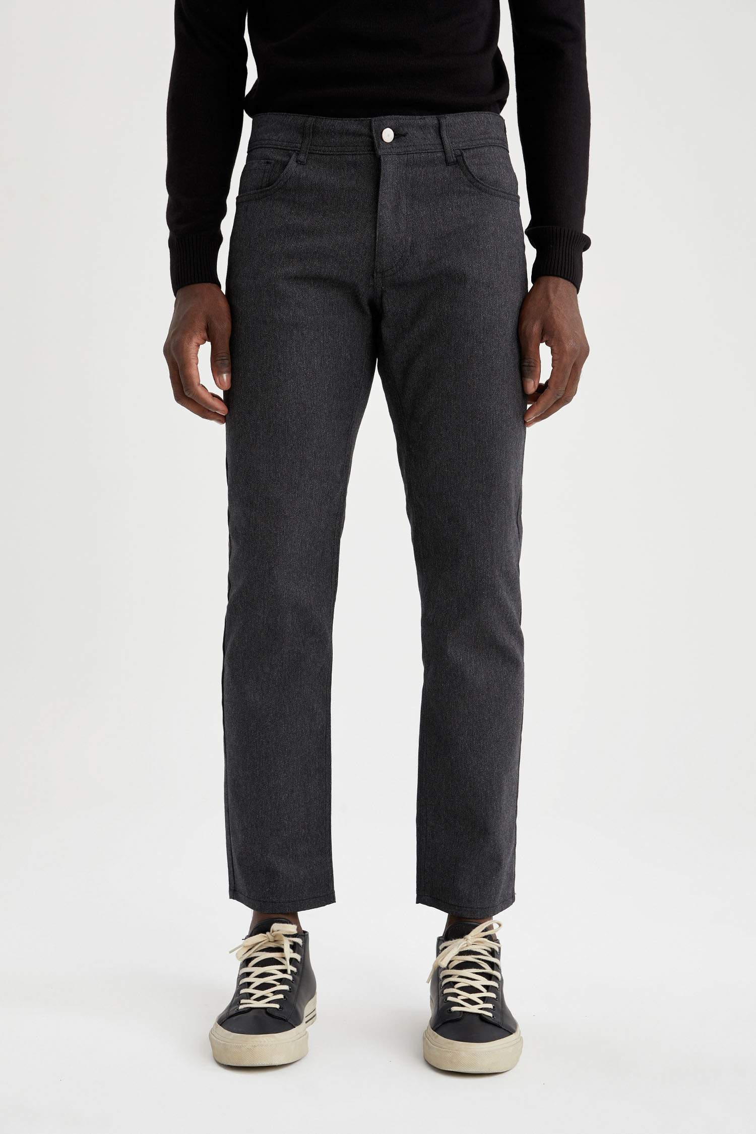 Regular Fit Esnek Yün Görünümlü Pantolon