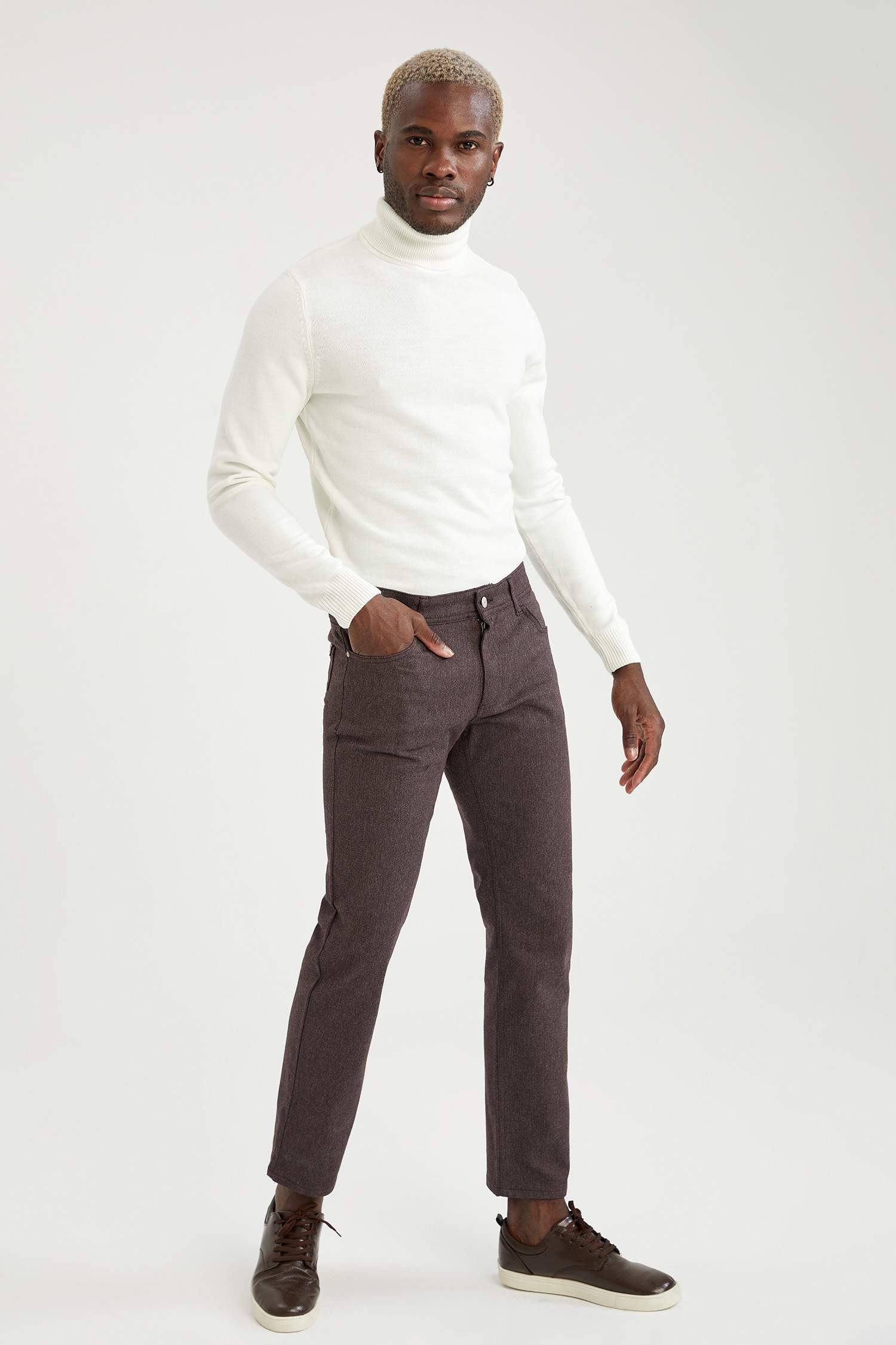 Regular Fit Esnek Yün Görünümlü Pantolon