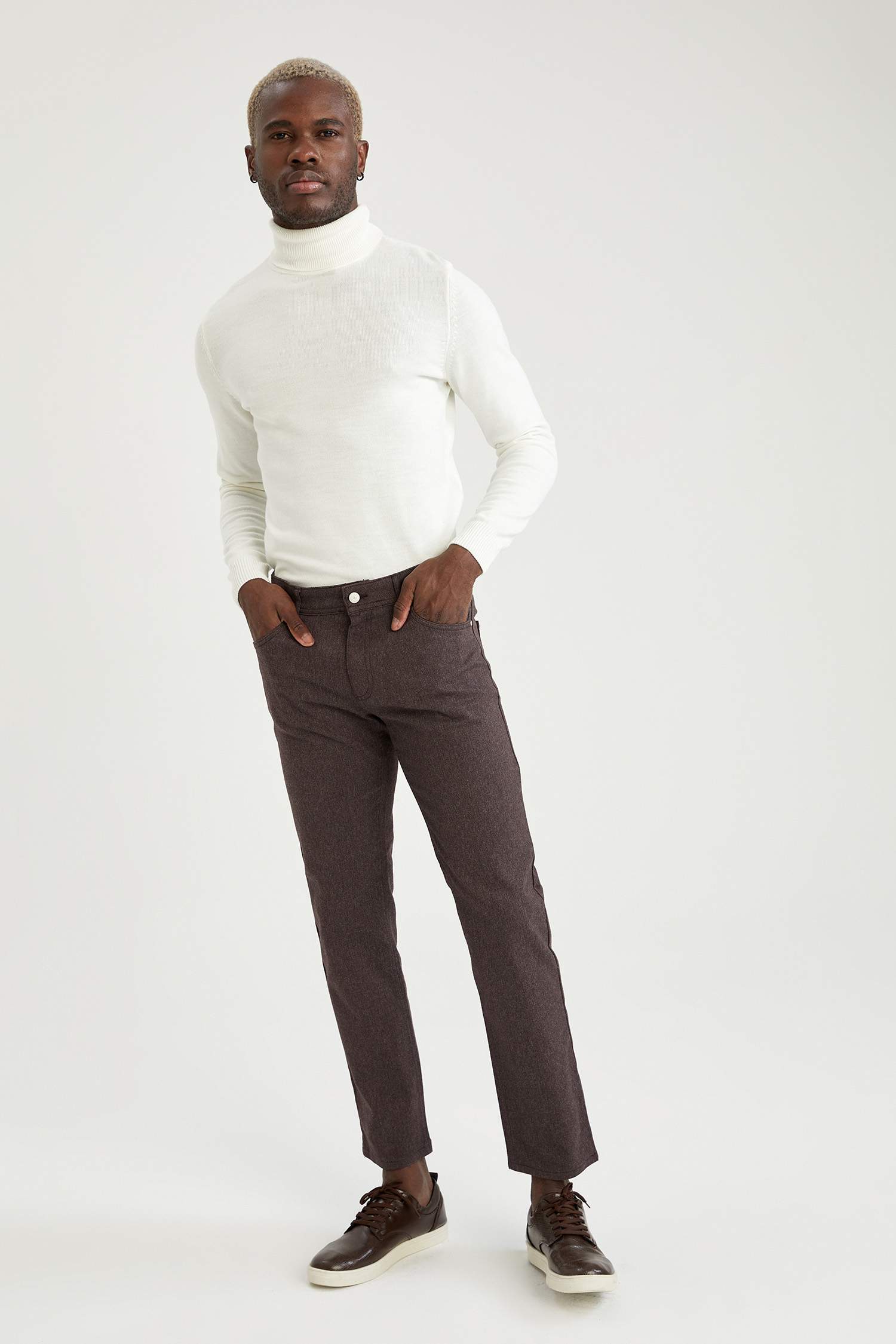 Regular Fit Esnek Yün Görünümlü Pantolon