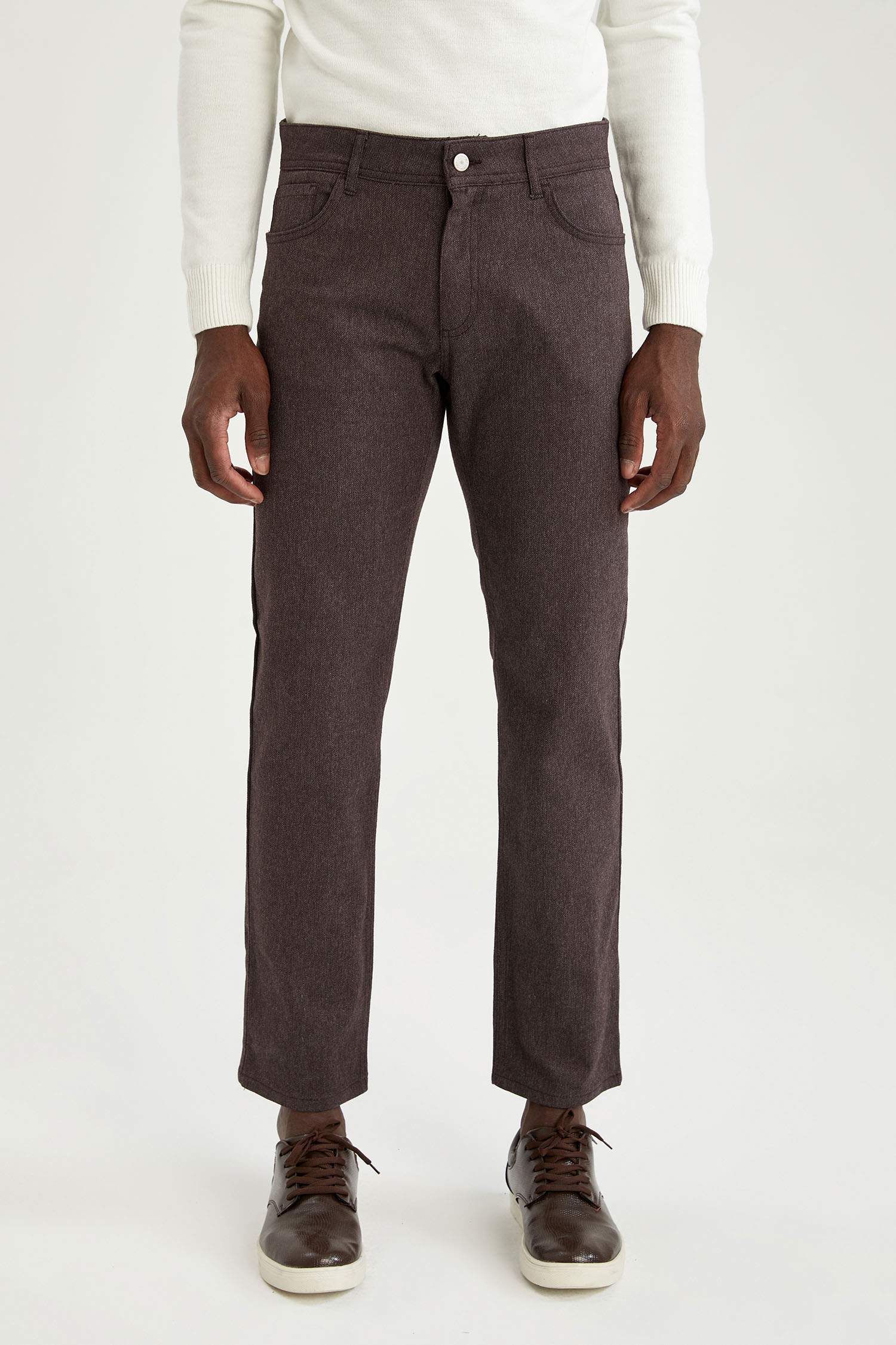 Regular Fit Esnek Yün Görünümlü Pantolon