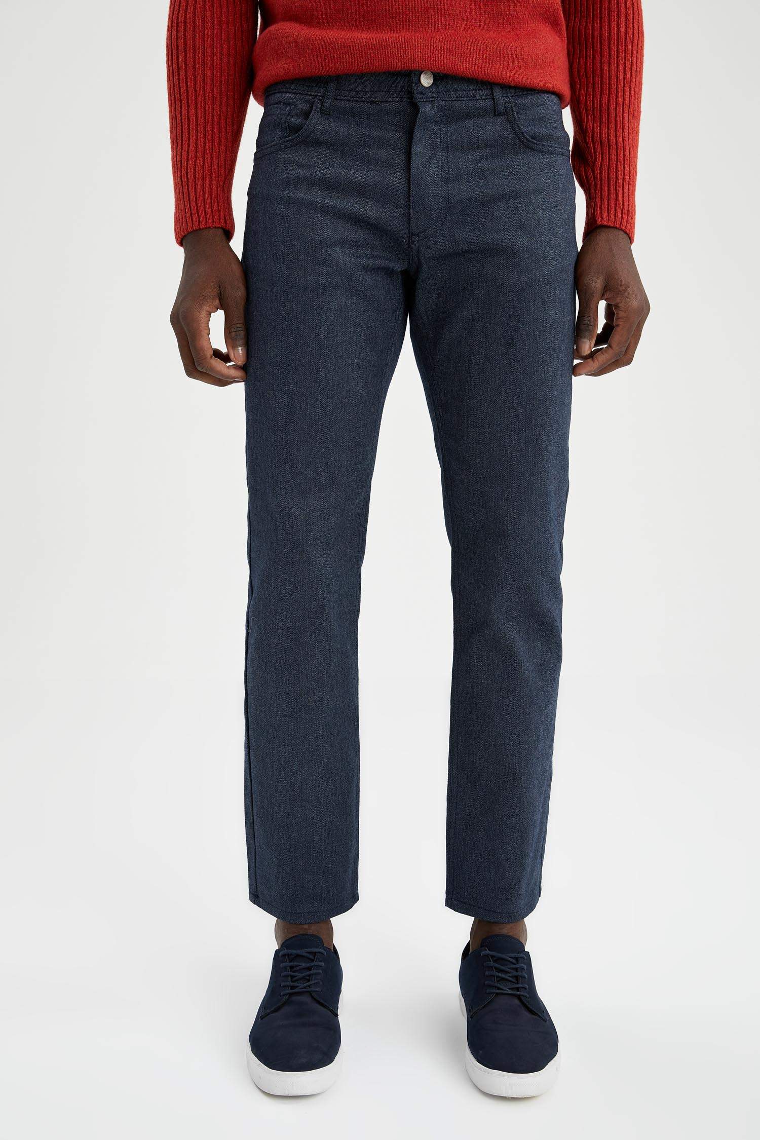 Regular Fit Esnek Yün Görünümlü Pantolon