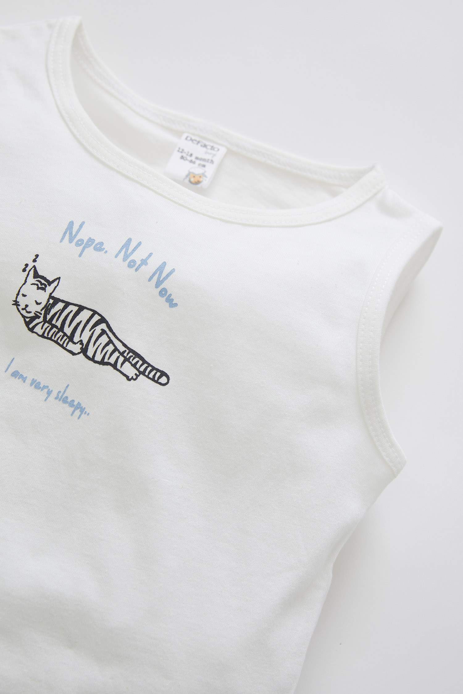 Unisex Kedi Baskılı Çizgili Pamuklu Pijama Takımı