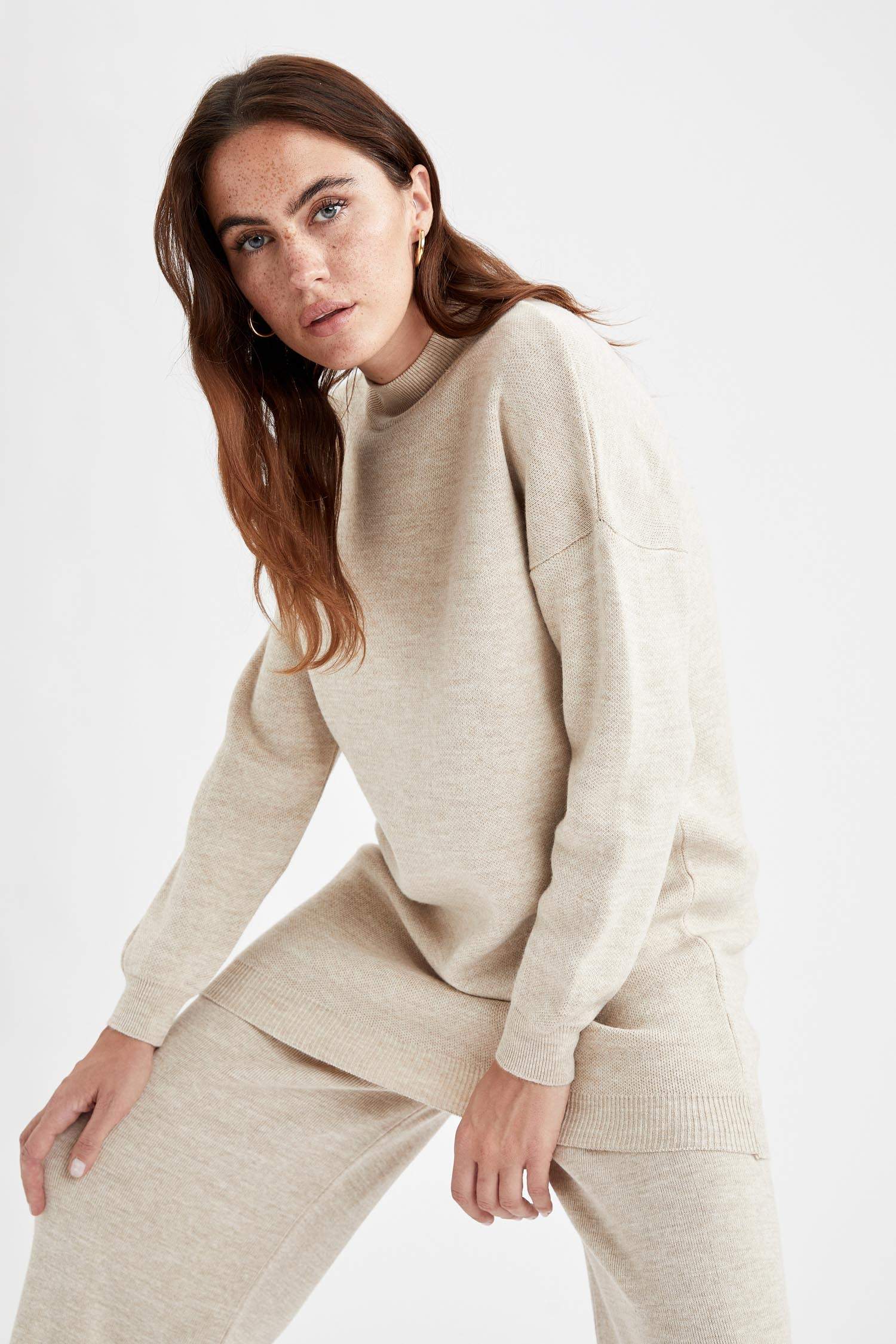 Regular Fit Balıkçı Yaka Basic Triko Tunik