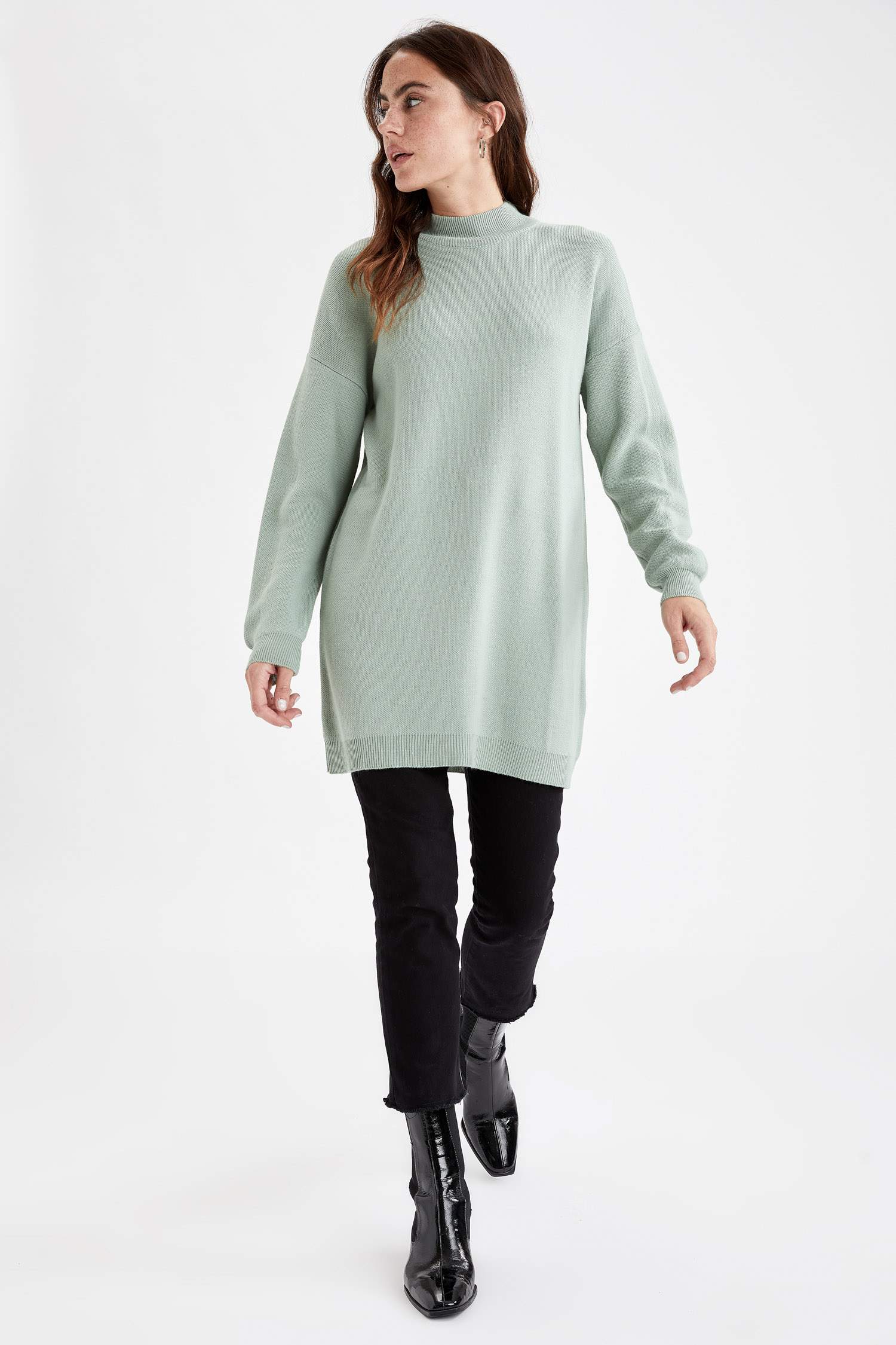 Regular Fit Balıkçı Yaka Basic Triko Tunik