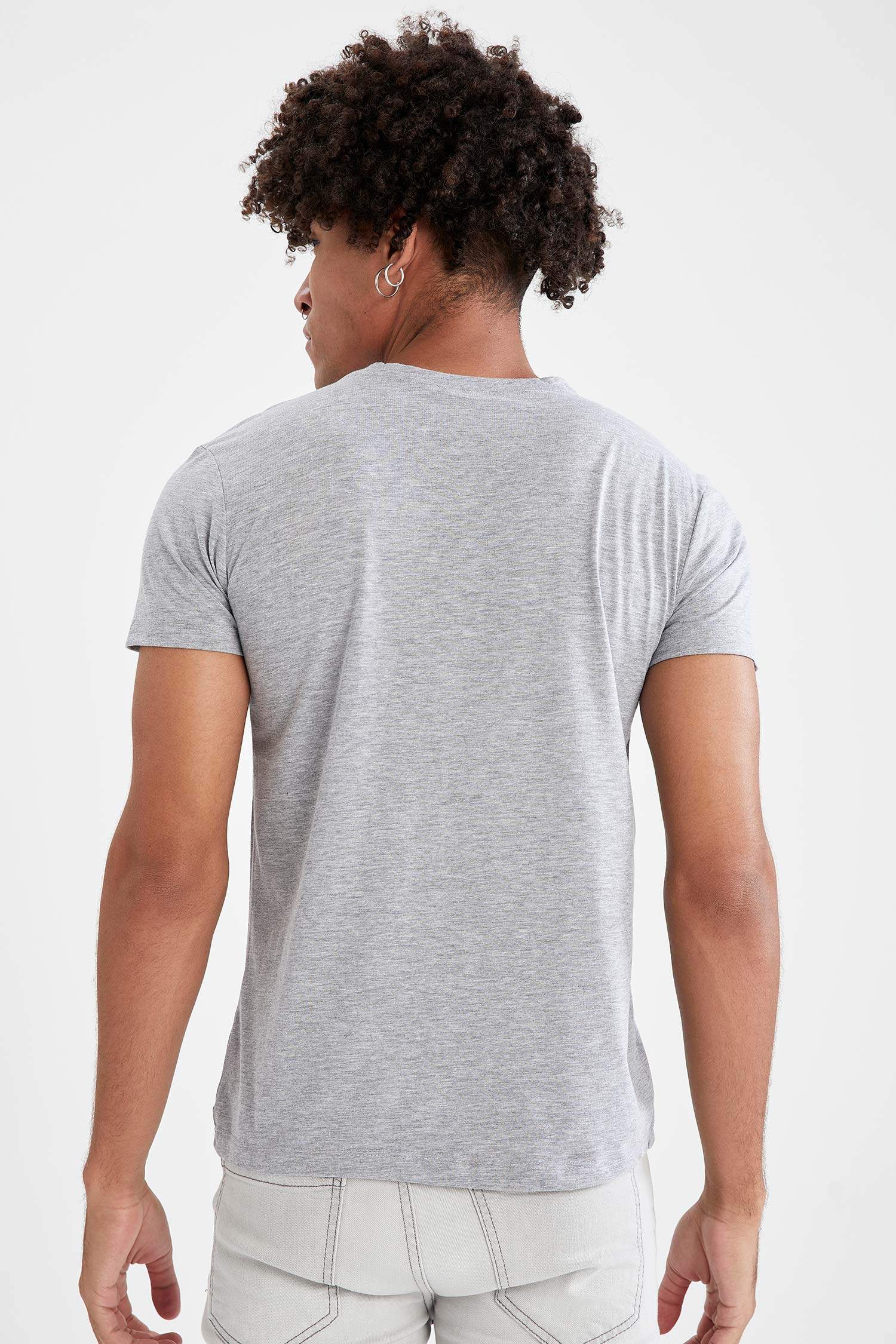 Regular Fit Bisiklet Yaka Baskılı Kısa Kollu Tişört