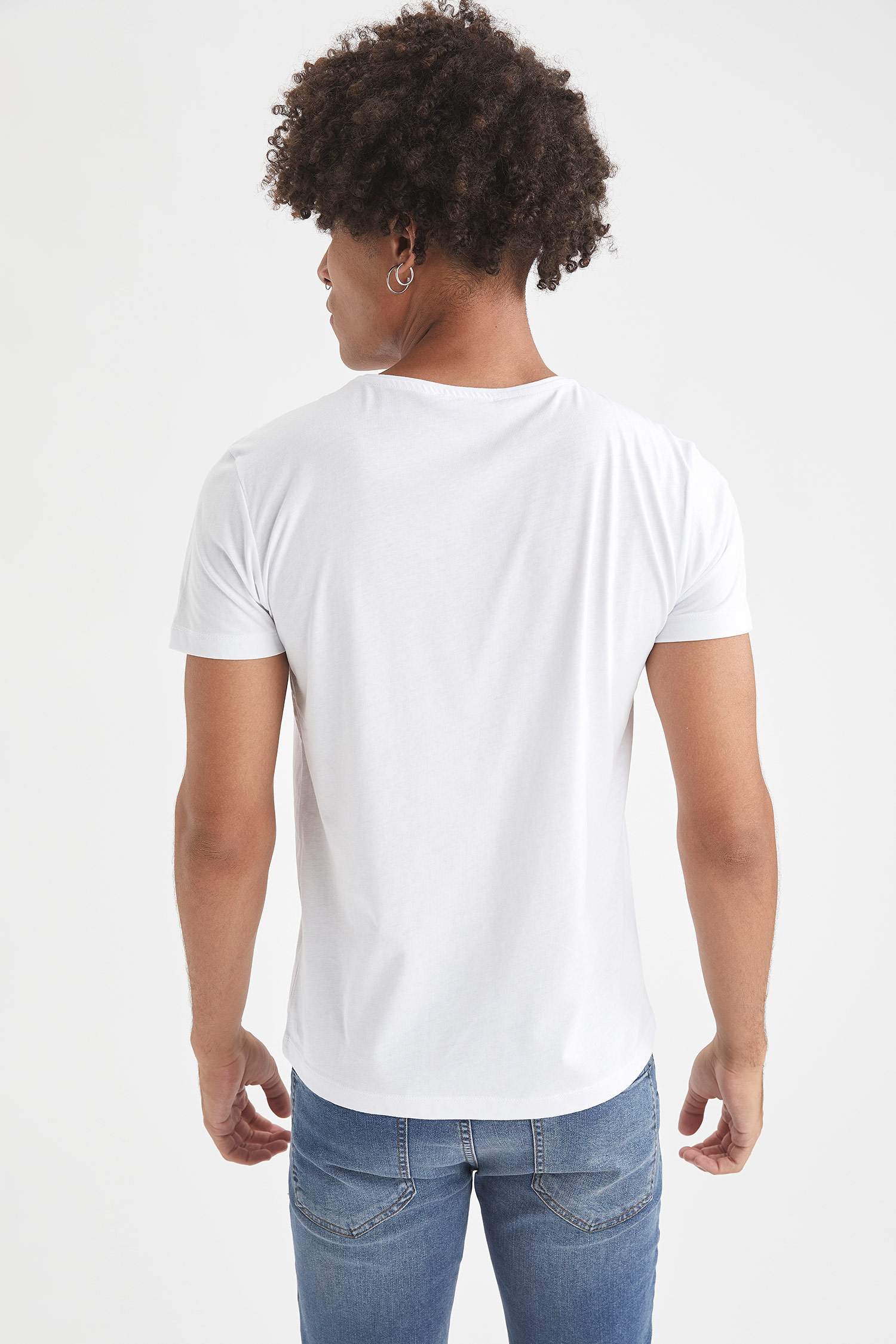 Regular Fit Bisiklet Yaka Baskılı Kısa Kollu Tişört