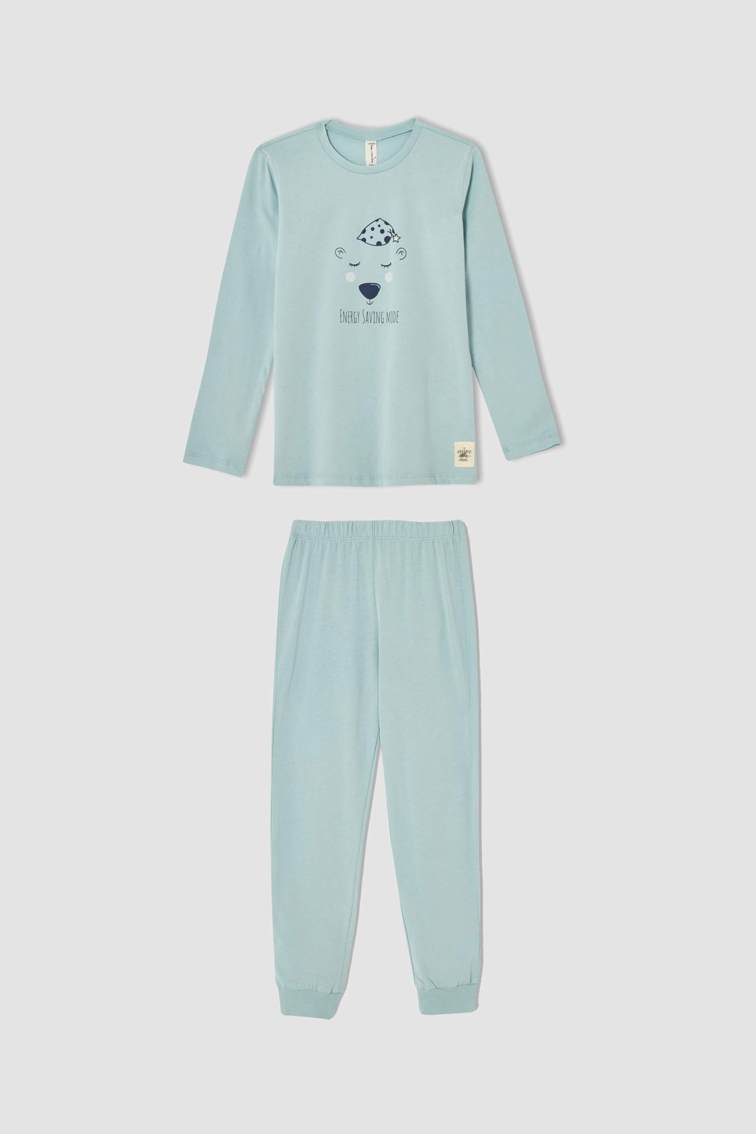 Kız Çocuk Ayıcık Baskılı Uzun Kollu Pijama Takımı