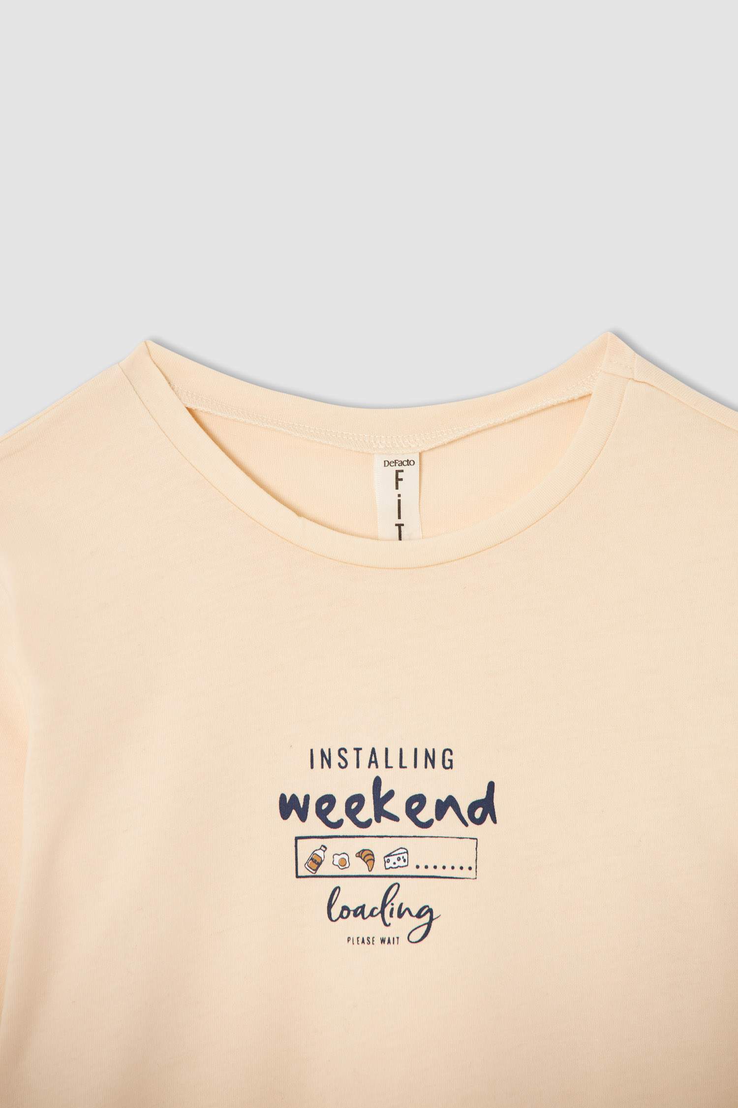 Kız Çocuk Slogan Baskılı Uzun Kollu Pijama Takımı
