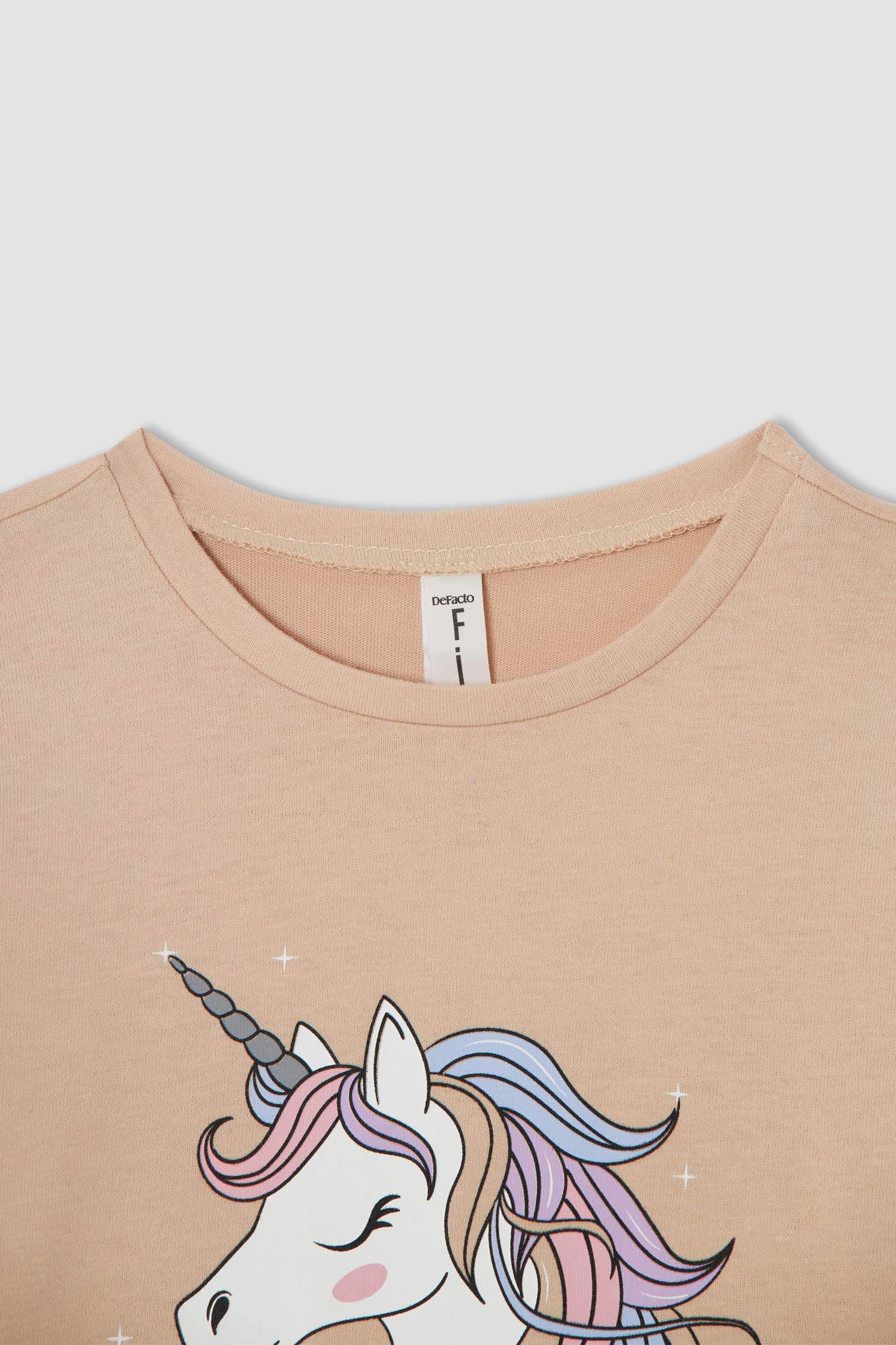 Kız Çocuk Unicorn Baskılı Uzun Kollu Pijama Takımı