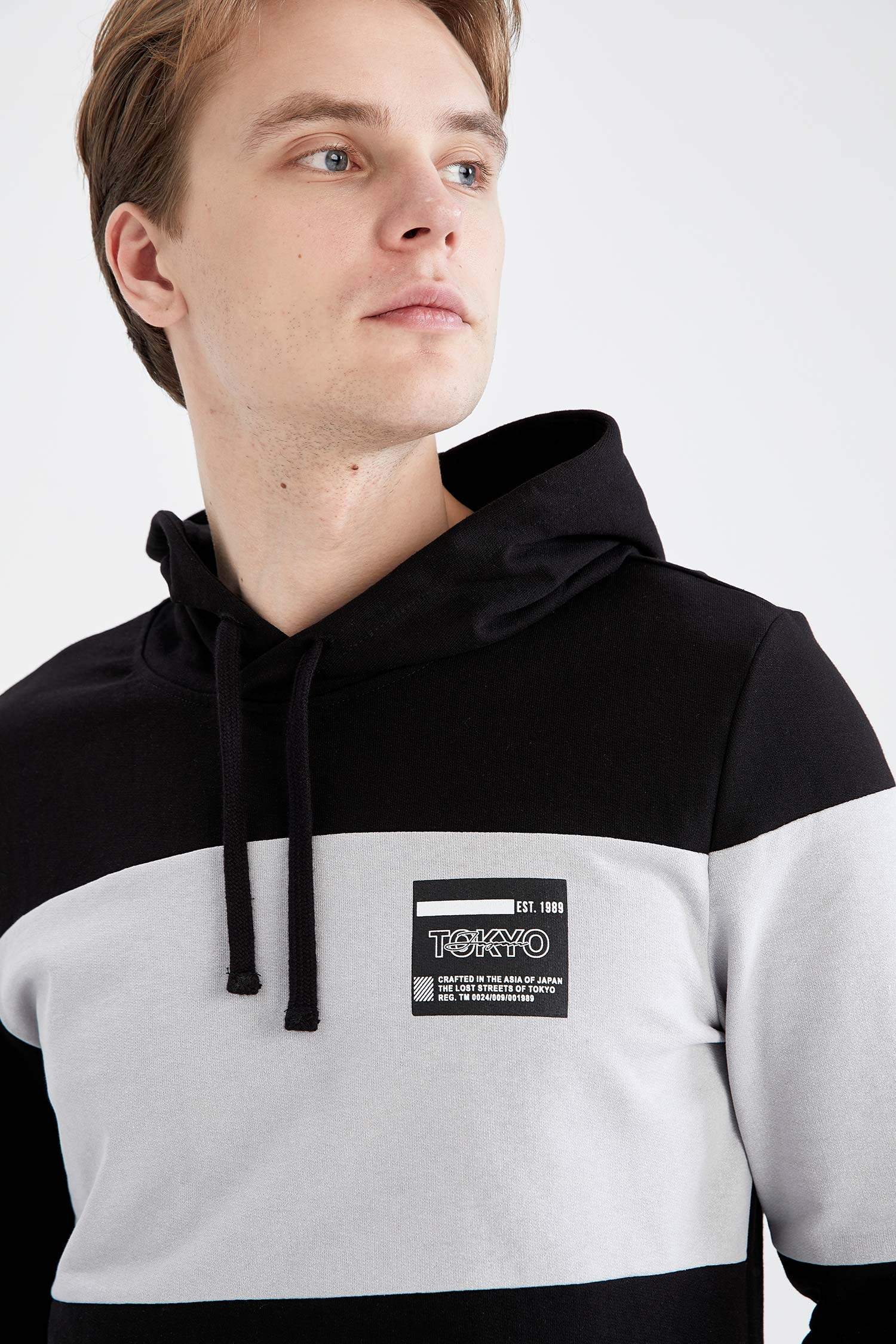 Slim Fit Slogan Desenli Uzun Kollu İçi Yumuşak Tüylü Sweatshirt