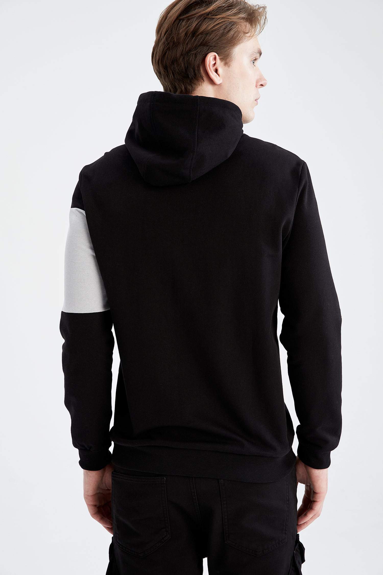 Slim Fit Slogan Desenli Uzun Kollu İçi Yumuşak Tüylü Sweatshirt