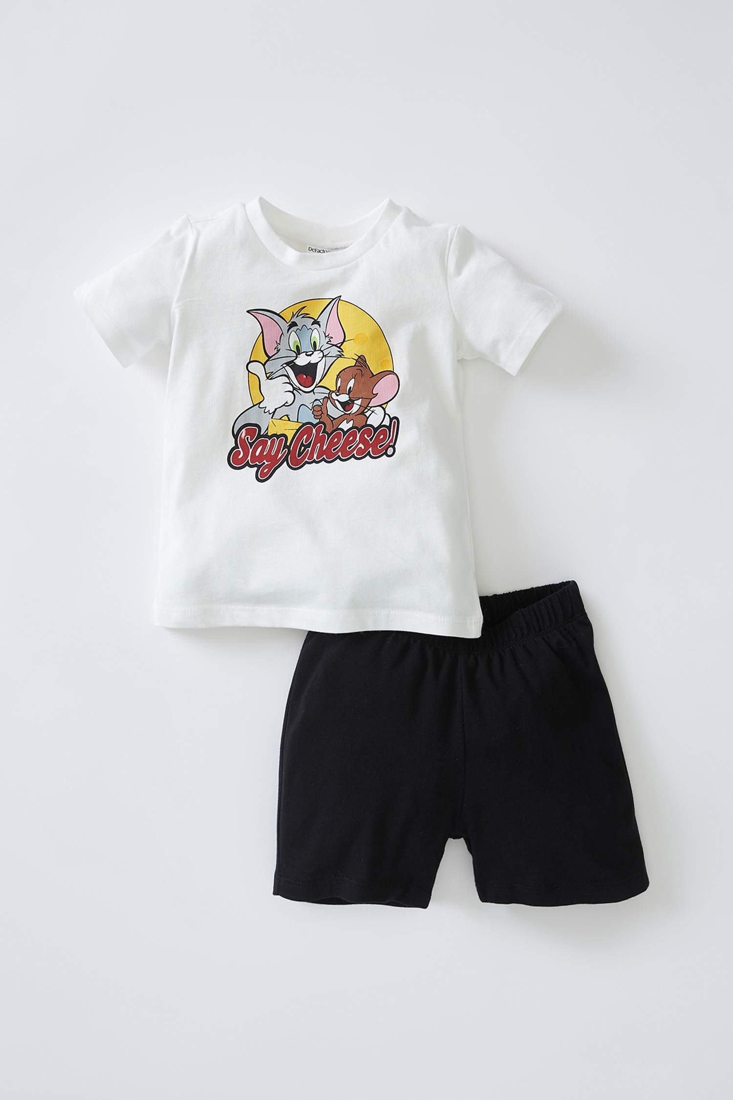 Erkek Bebek Tom ve Jerry Lisanslı Pamuklu Kısa Kollu Pijama Takımı