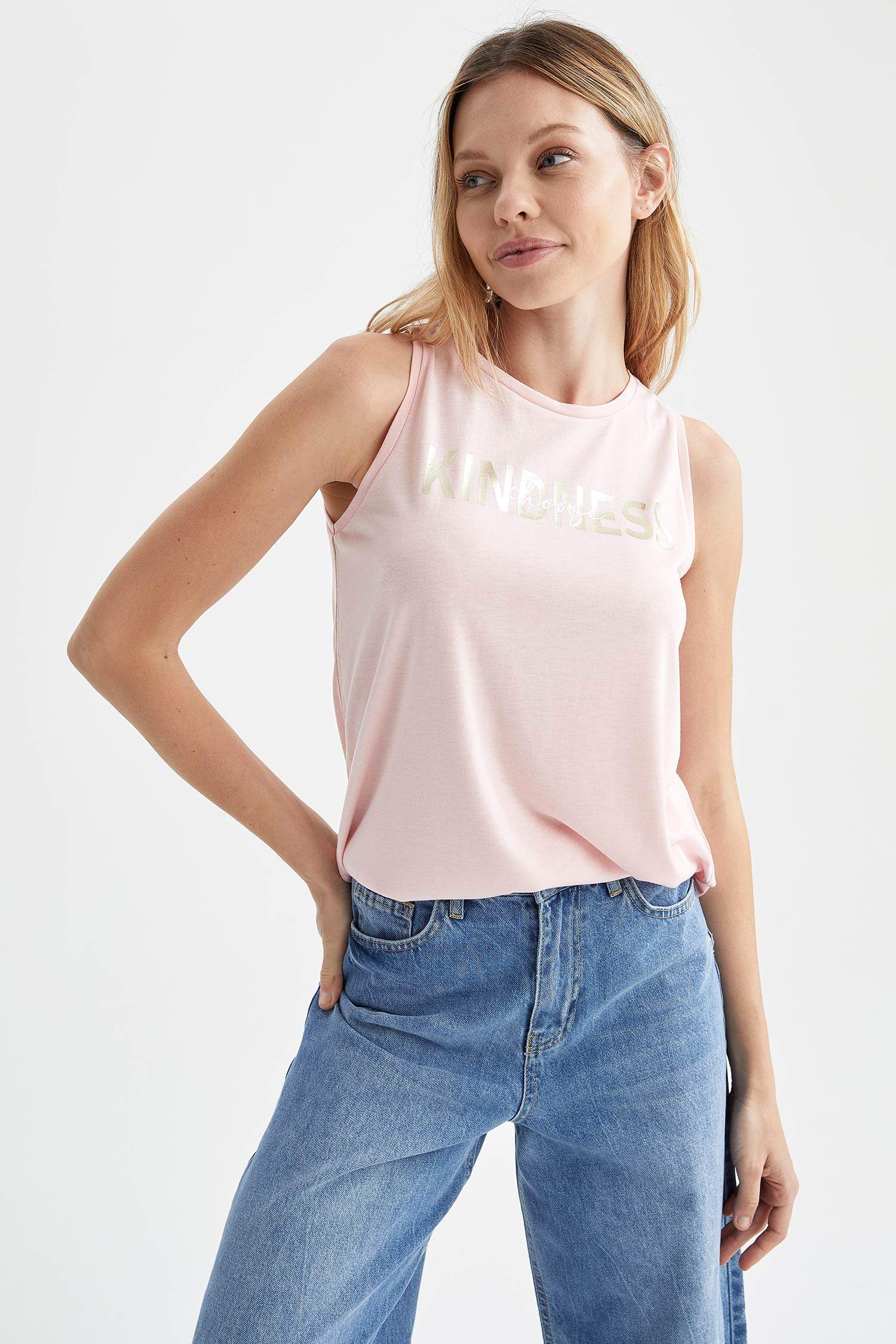 Slogan Varak Baskılı Askılı Relax Fit Atlet