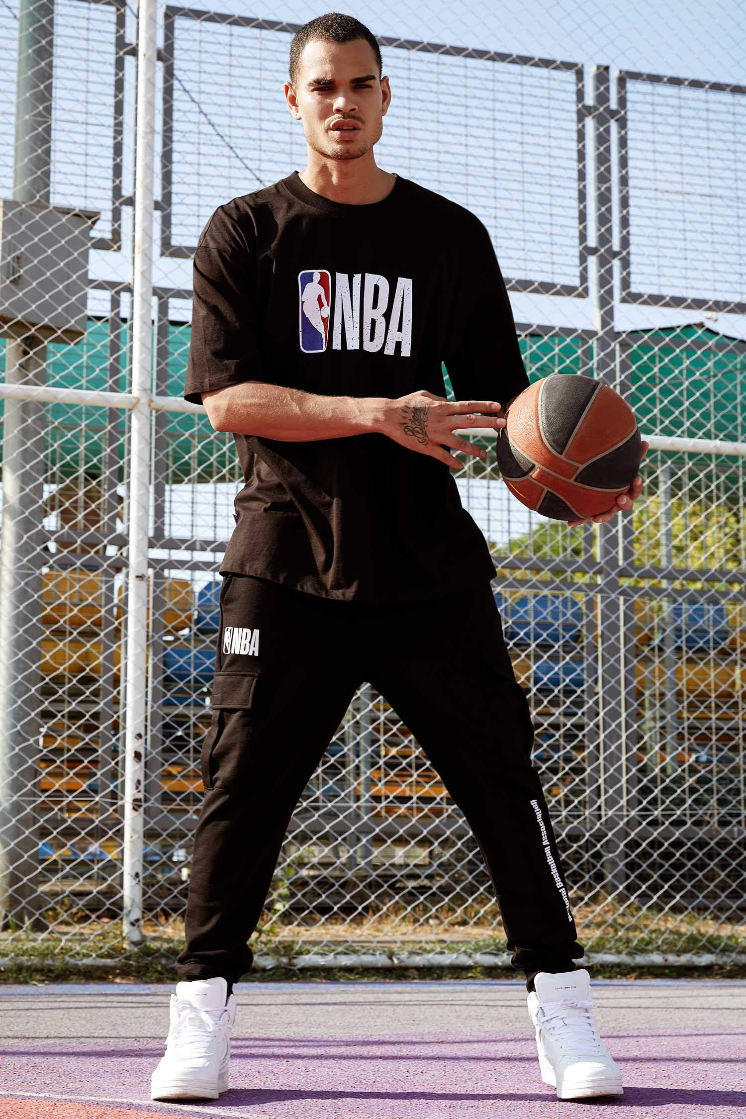 NBA Lisanslı Slim Fit Baskılı Pamuklu Jogger Eşofman Altı