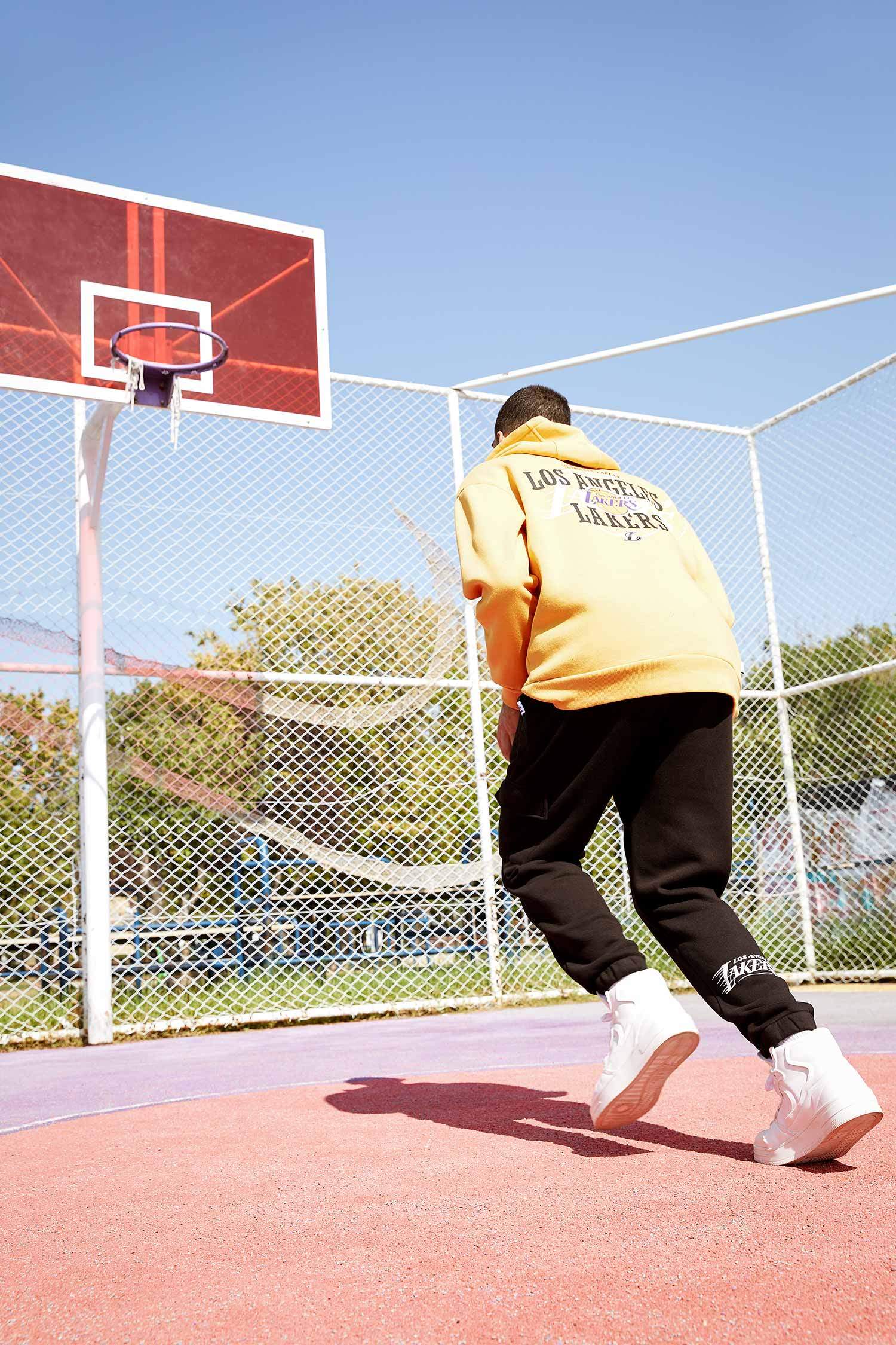 NBA Lisanslı Regular Fit Los Angeles Lakers Baskılı Pamuklu Jogger Eşofman Altı