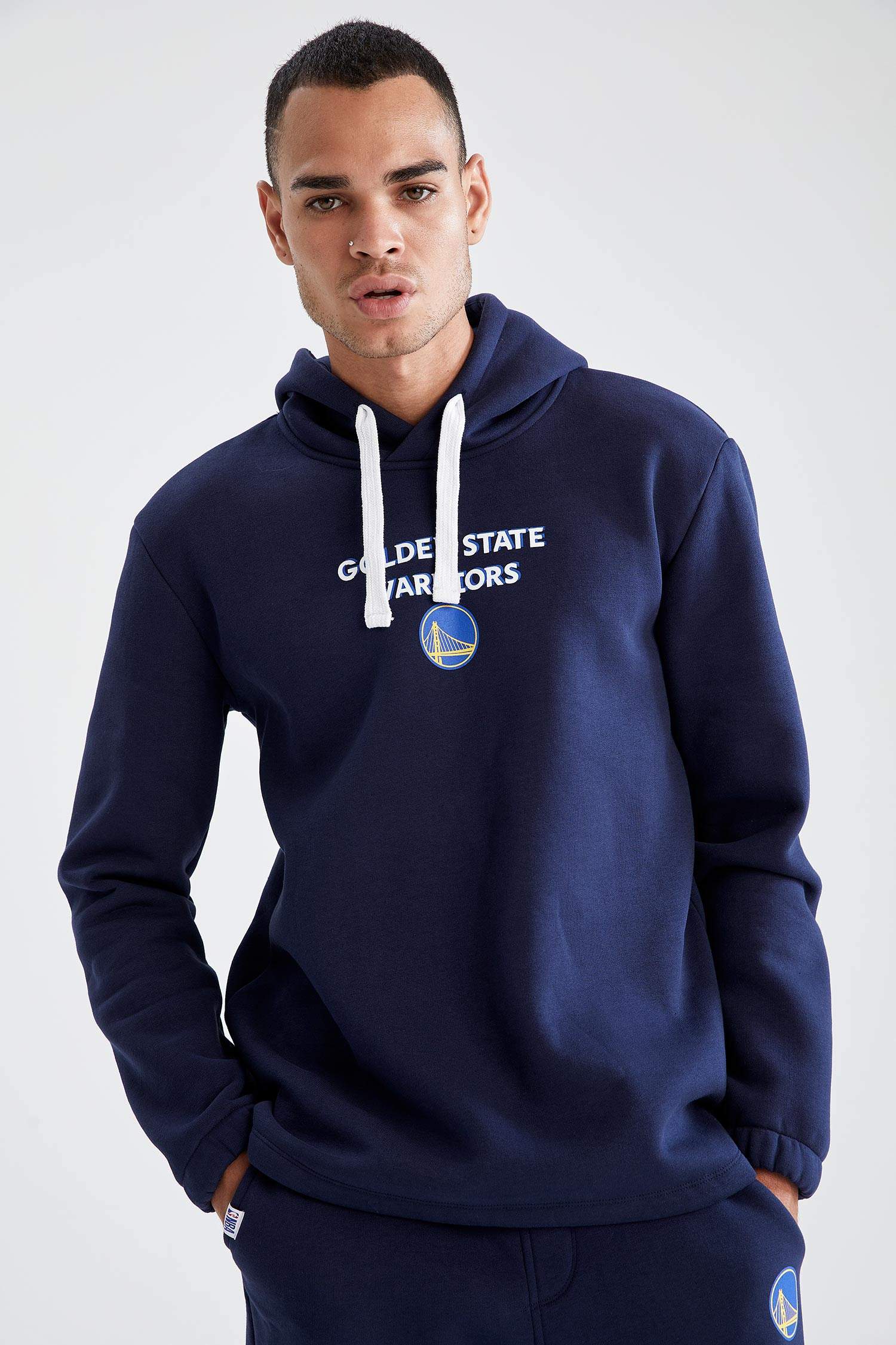 NBA Golden State Warriors Lisanslı Regular Fit Kapüşonlu Uzun Kollu Sweatshirt