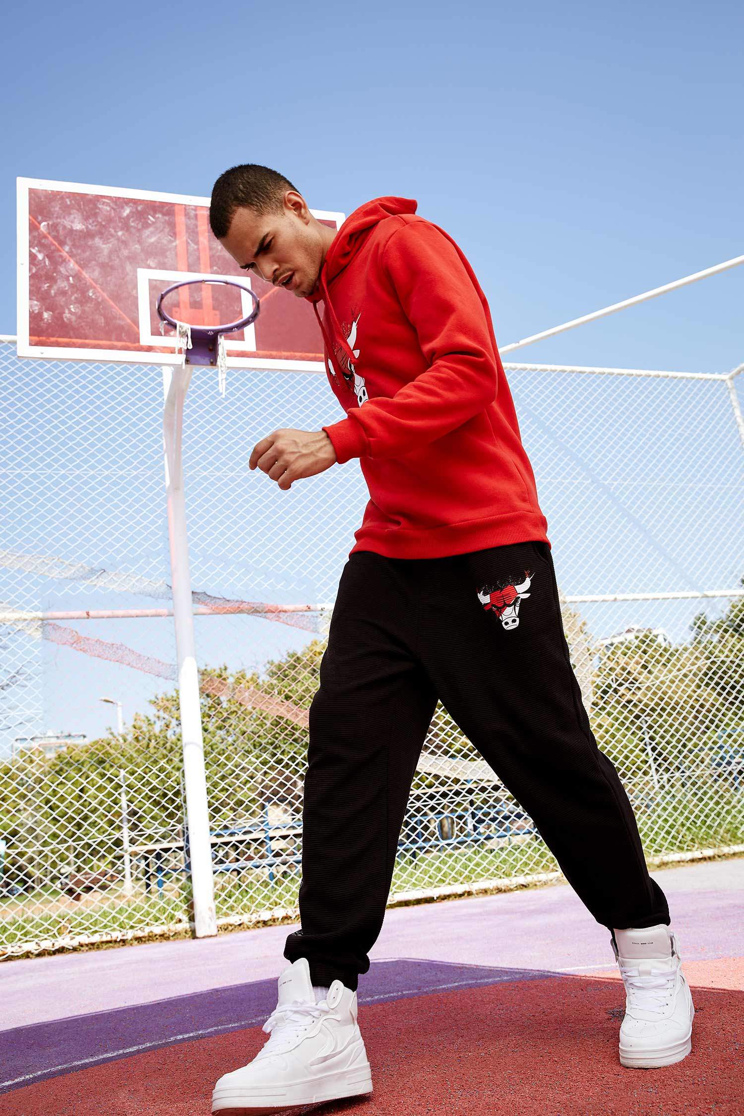 NBA Lisanslı Oversize Fit Chicago Bulls Baskılı Jogger Eşofman Altı