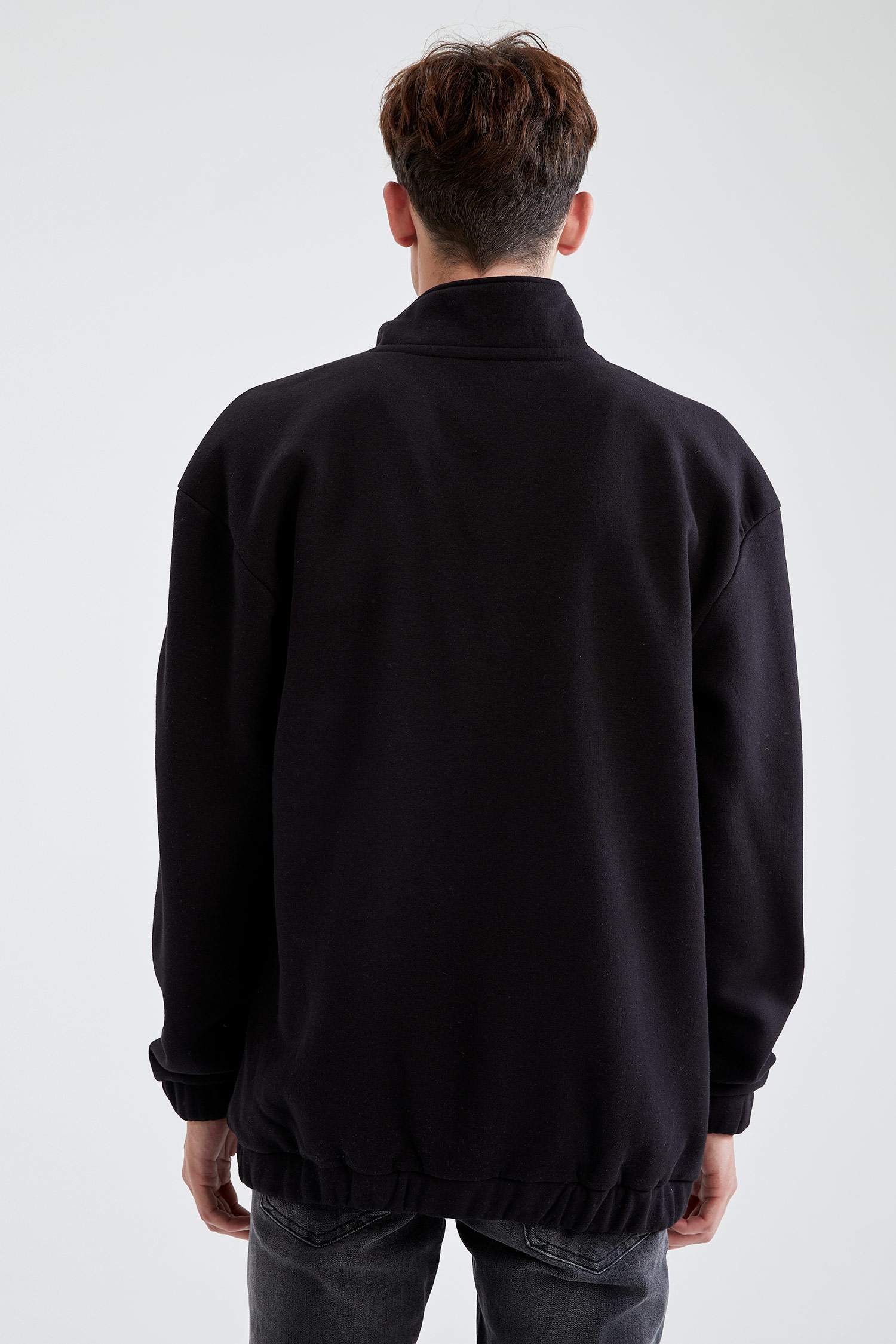 Boxy Fit Balıkçı Yaka Uzun Kollu İçi Yumuşak Tüylü Sweatshirt