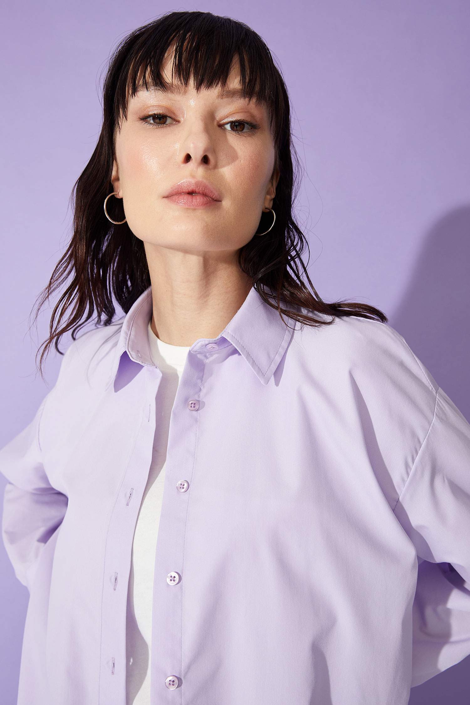 Relax Fit Uzun Kollu Poplin Uzun Kollu Dokuma Tunik