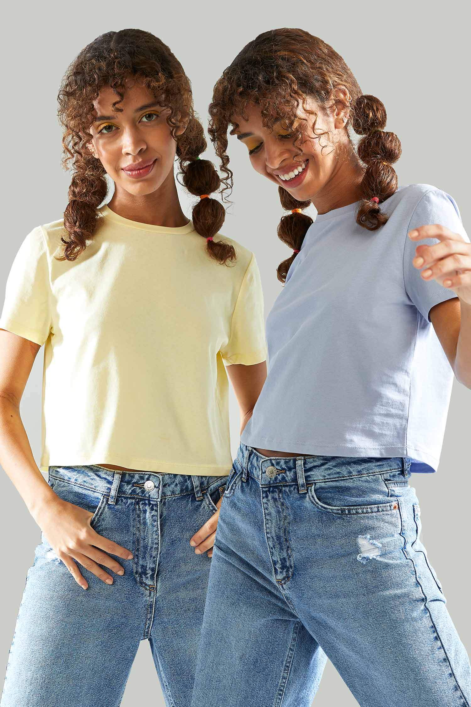 Regular Fit Crop Kısa Kollu 2'li Tişört