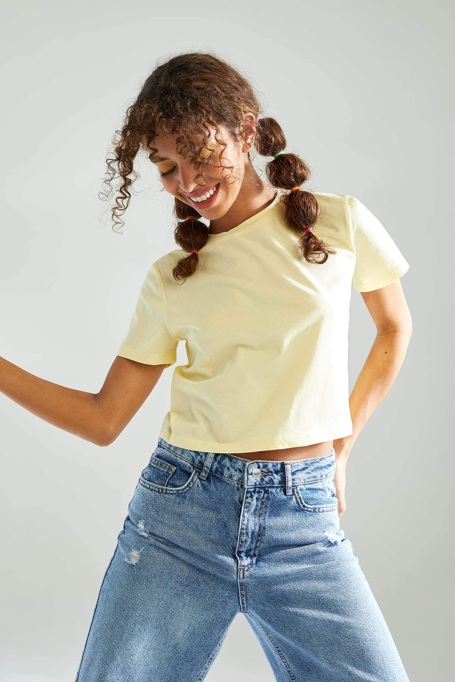 Regular Fit Crop Kısa Kollu 2'li Tişört