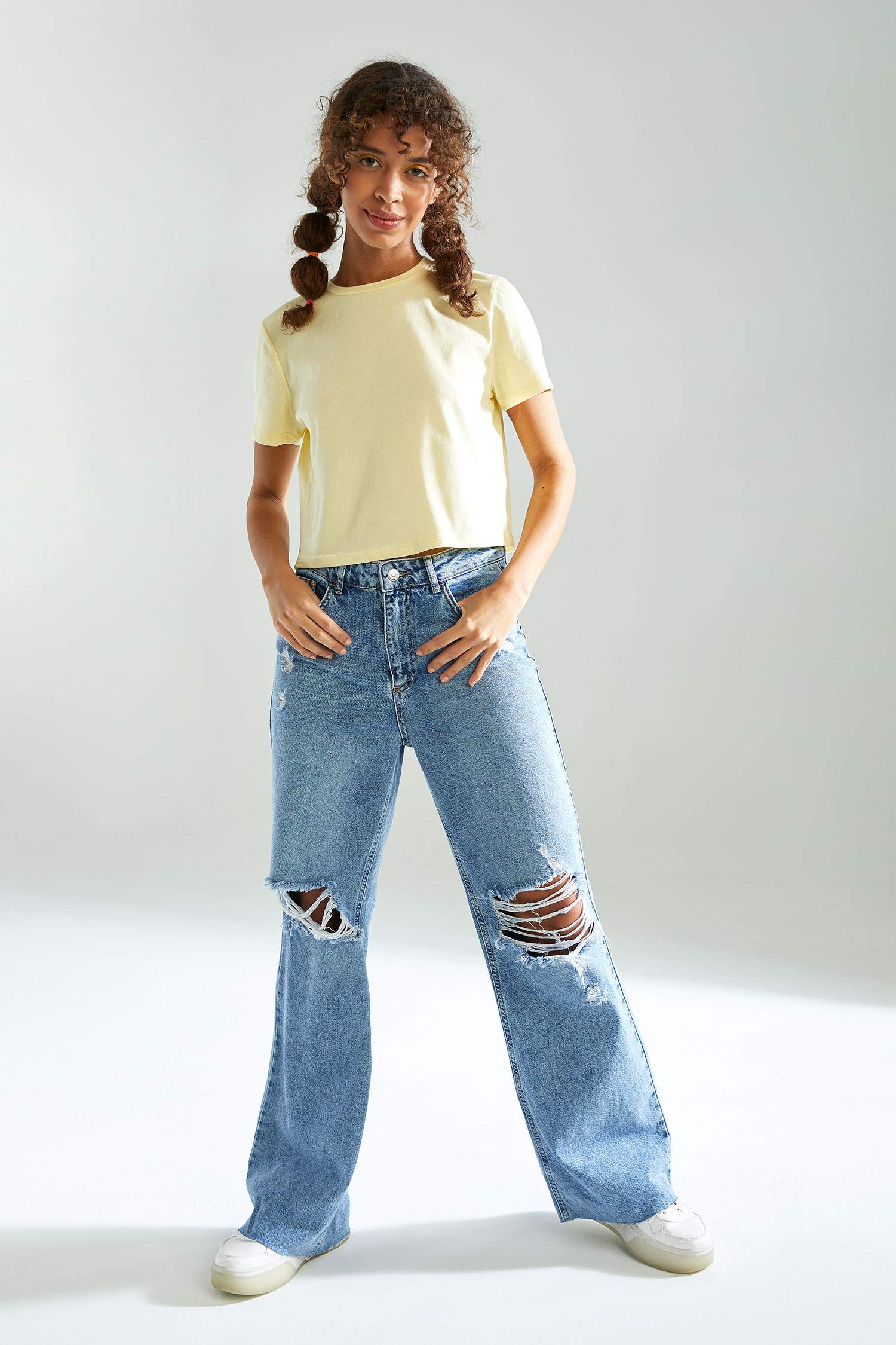 Regular Fit Crop Kısa Kollu 2'li Tişört