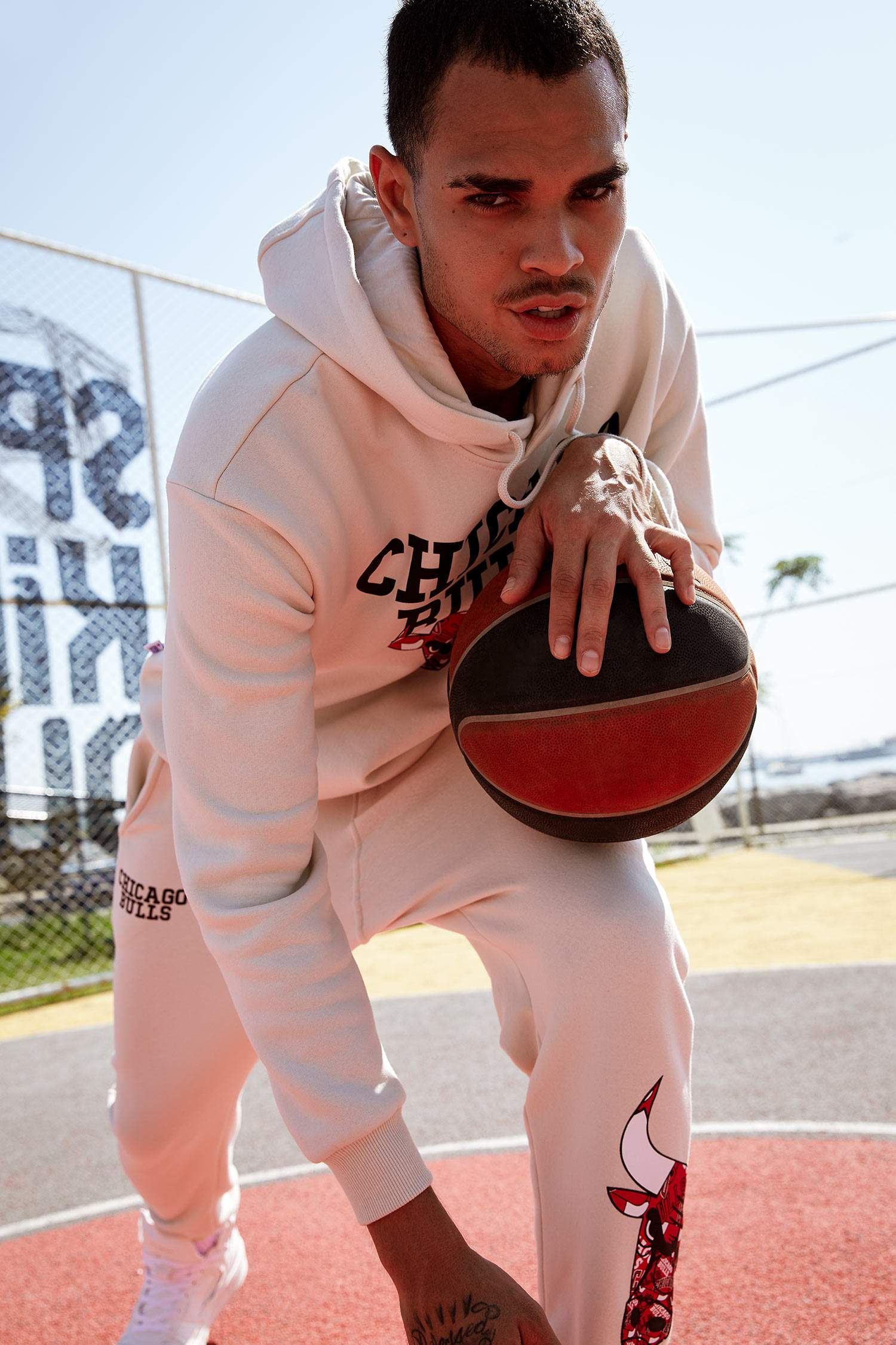 NBA Lisanslı Chicago Bulls Baskılı Oversize Fit Kapüşonlu Pamuklu Sweatshirt