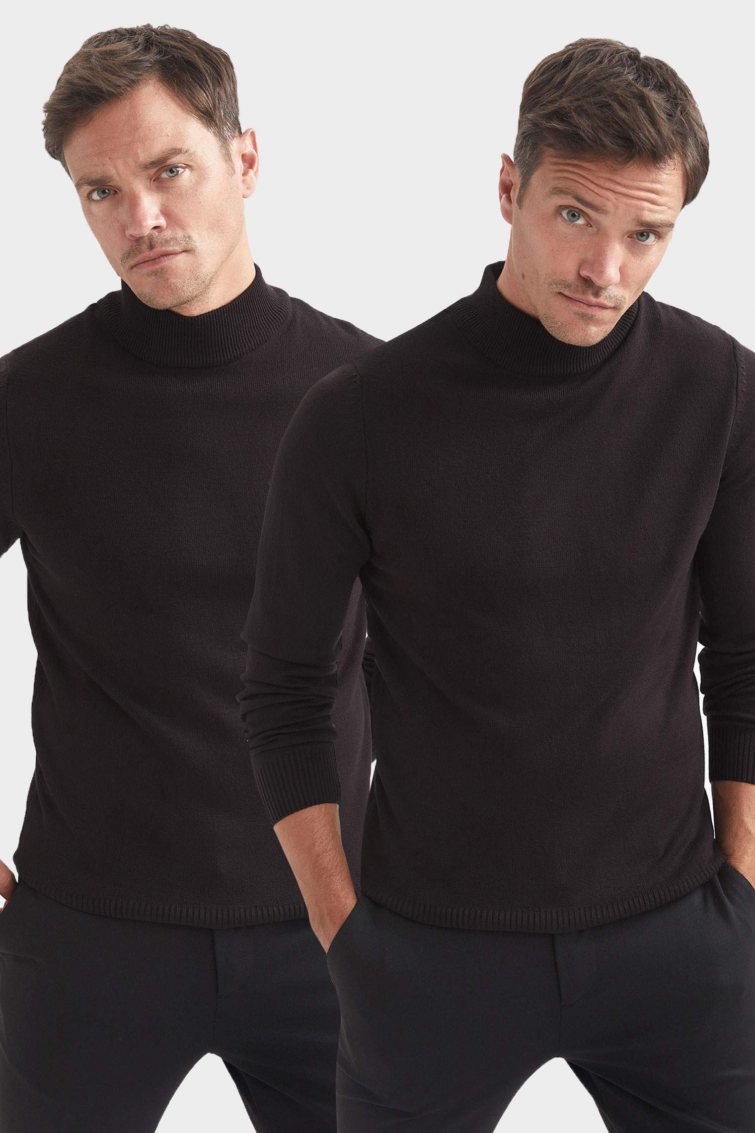 Slim Fit Balıkçı Yaka 2'li Kazak