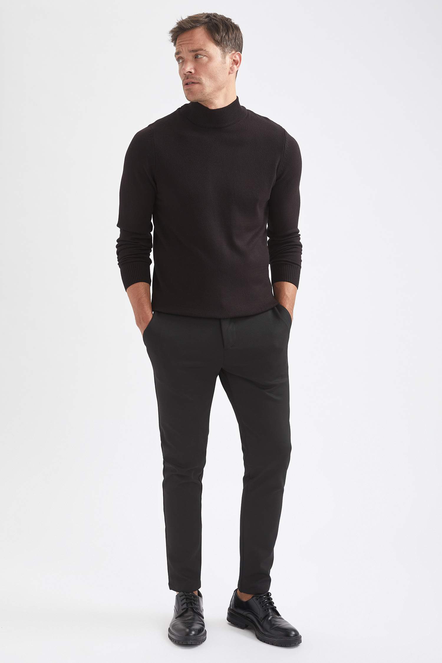 Slim Fit Balıkçı Yaka 2'li Kazak