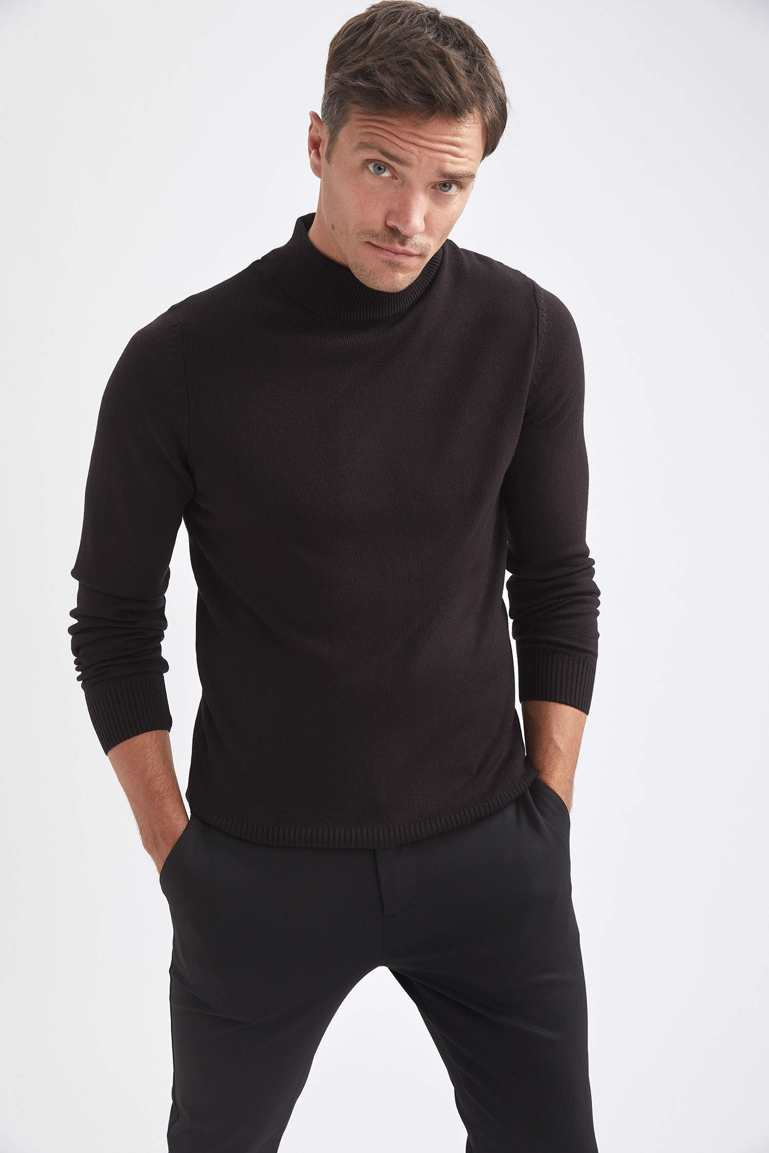 Slim Fit Balıkçı Yaka 2'li Kazak