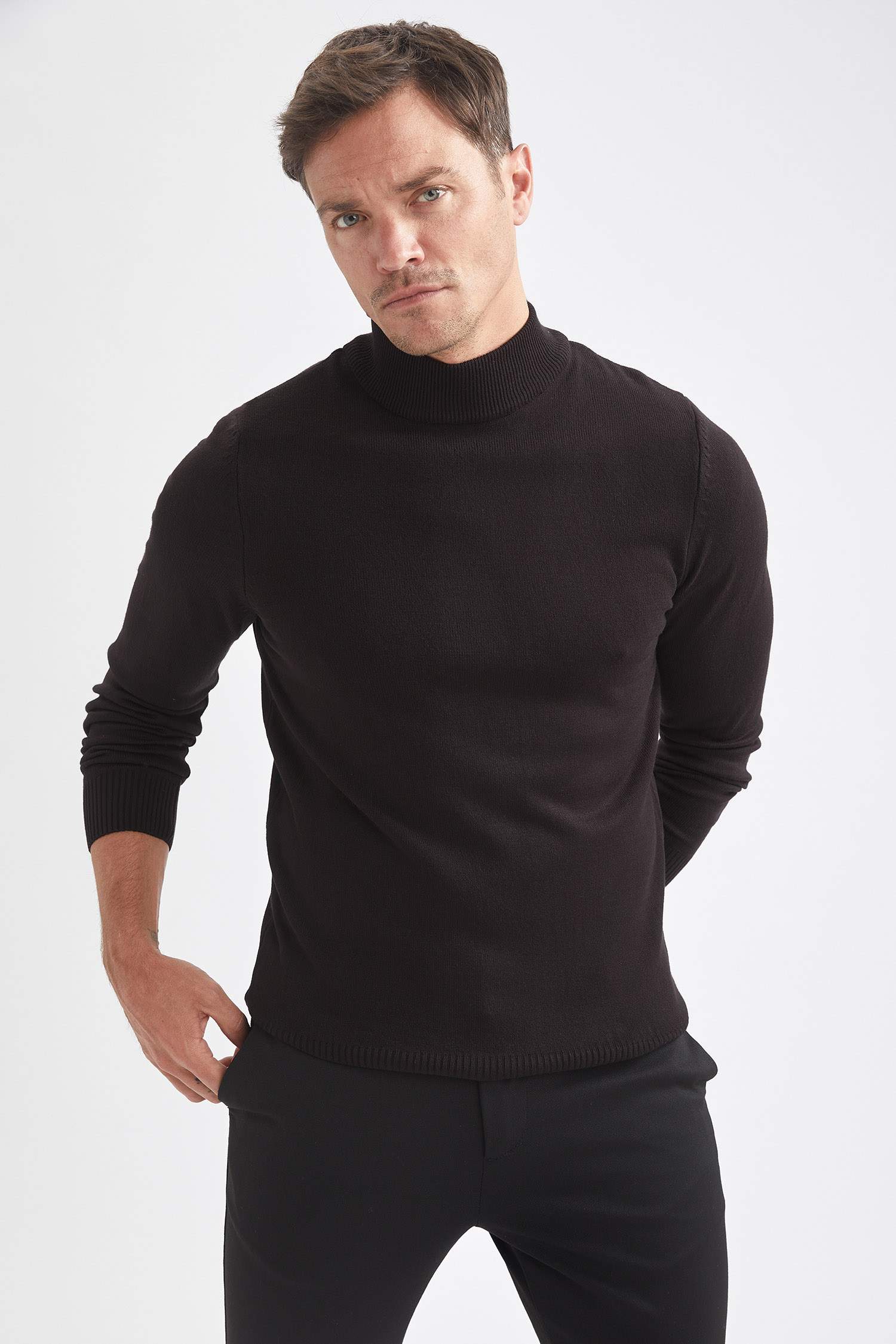Slim Fit Balıkçı Yaka 2'li Kazak