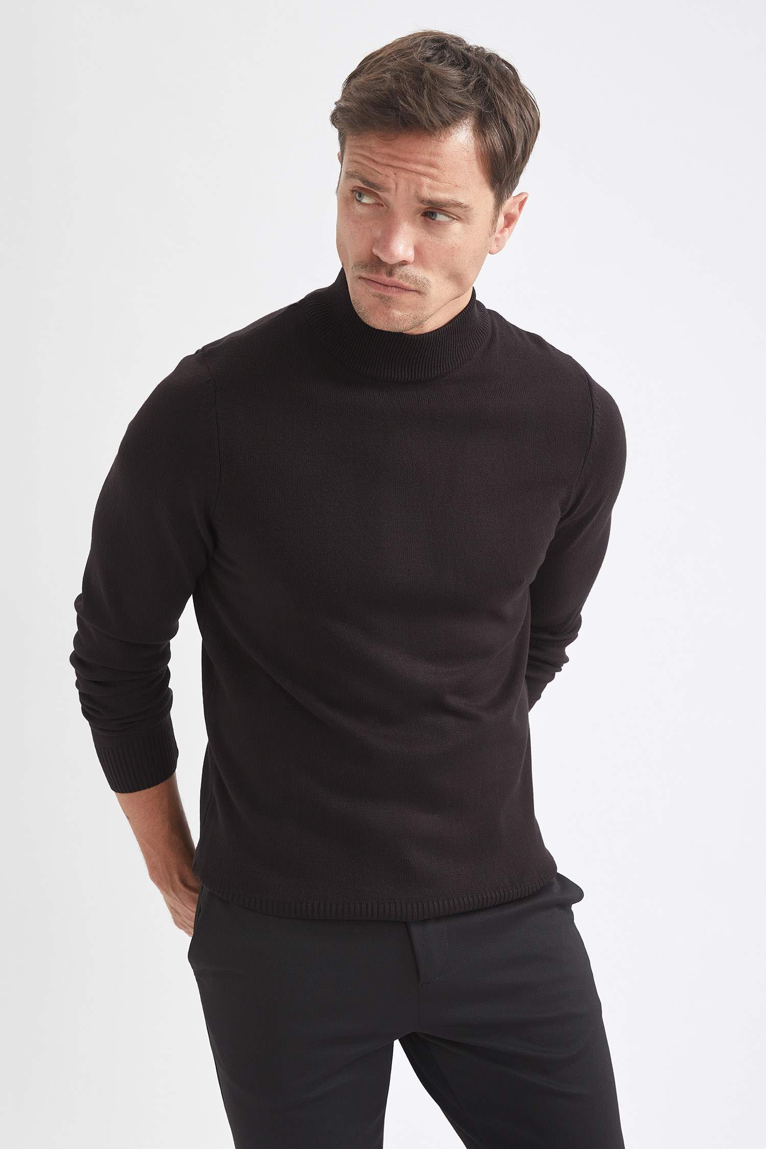 Slim Fit Balıkçı Yaka 2'li Kazak